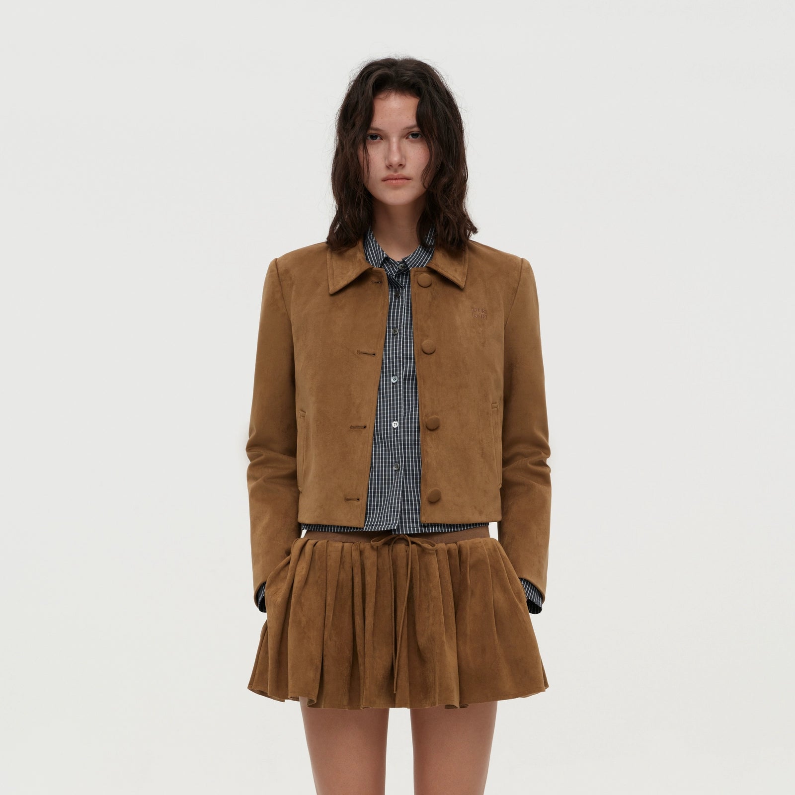 Puki Puki Heavyweight Suede Jacket and Skirt Set