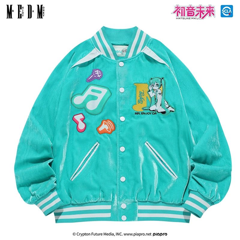 MEDM Hatsune Miku Velvet Baseball Jersey - Trendy Hip-Hop Jacket