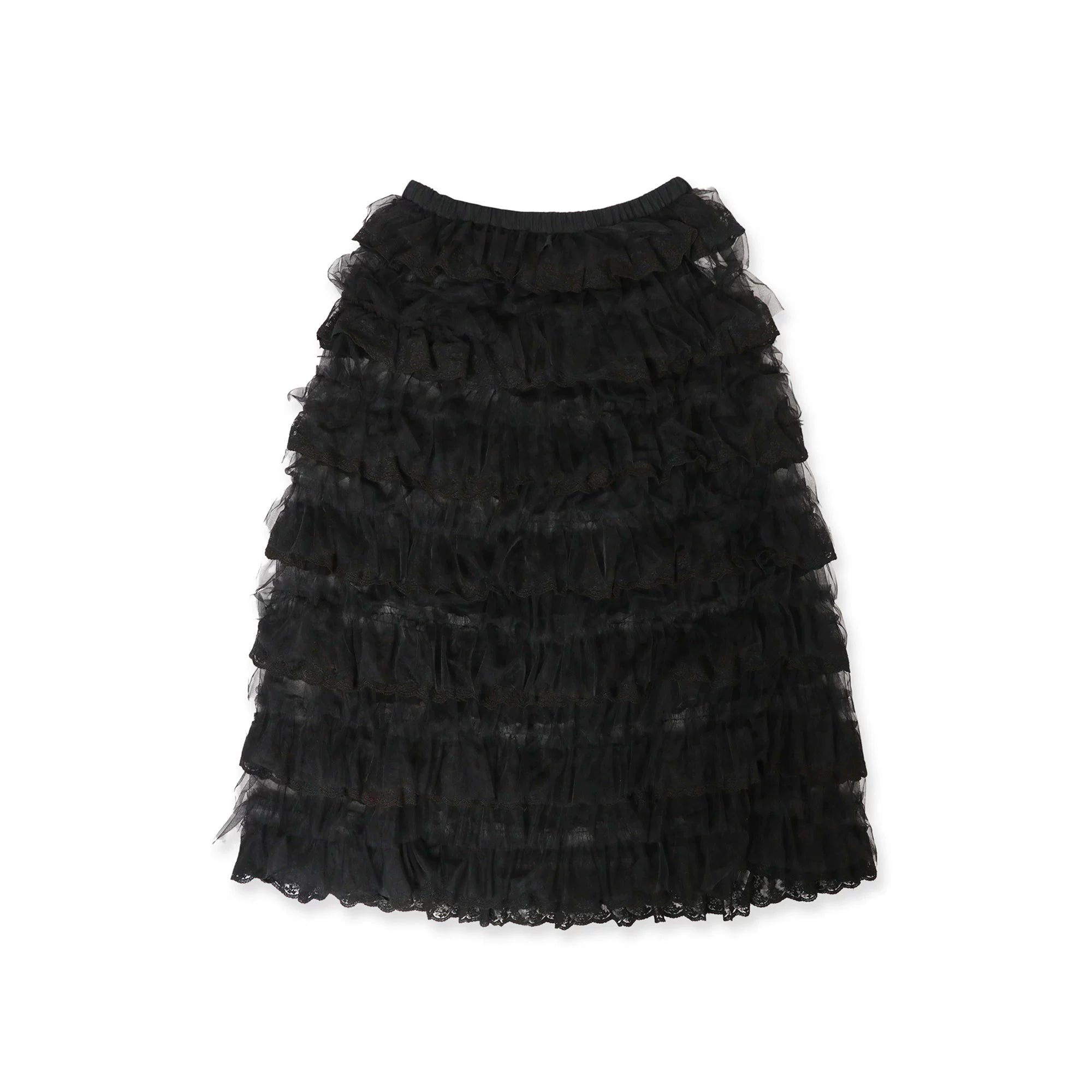 MoroMoro Elegant Multi-Layered Mesh Skirt with Elastic Waist