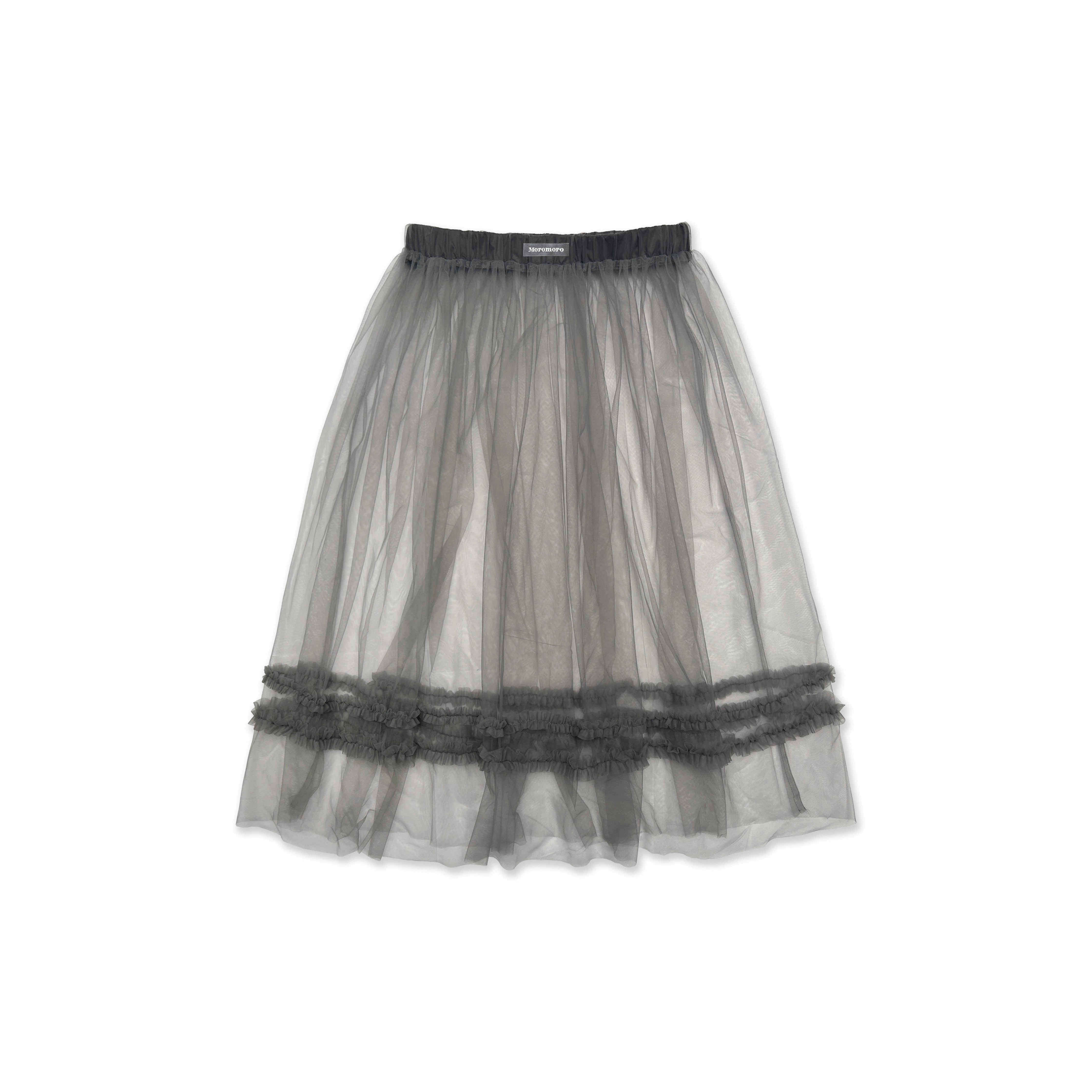 MoroMoro Elegant Mesh Half-Skirt with Ruffled Trim