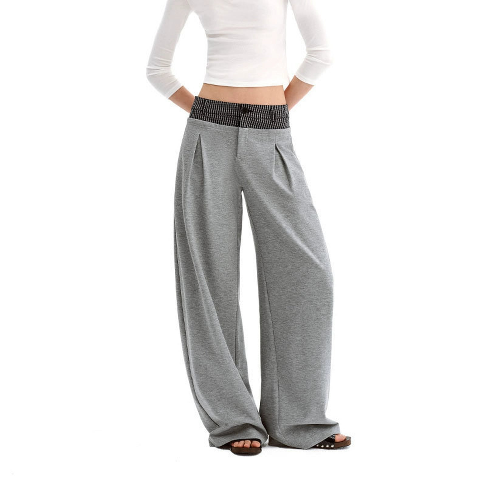 Puki Puki Modal Double Waist Wide Leg Casual Pants