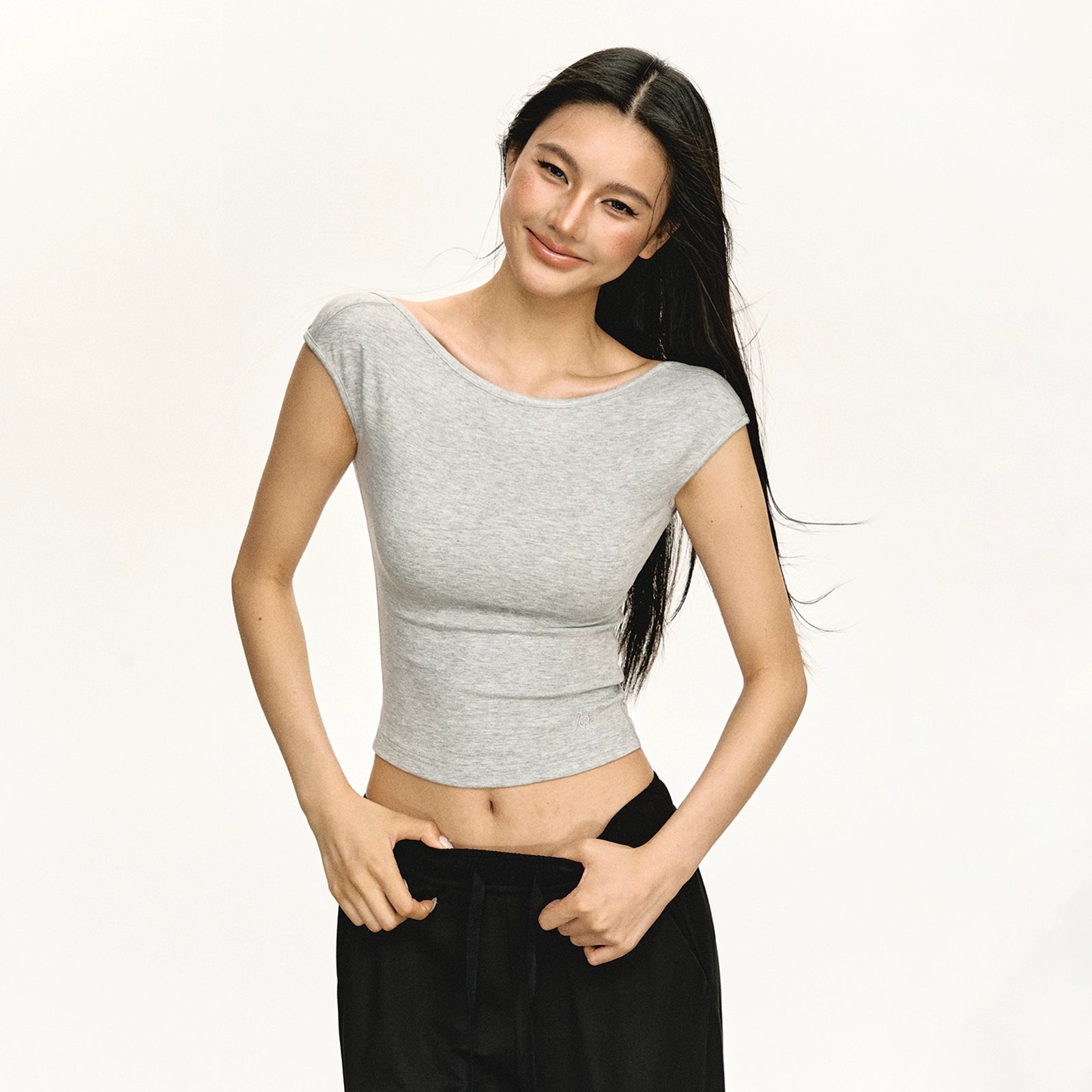 Ariseism Retro Solid Color Short Sleeve T-Shirt for Women