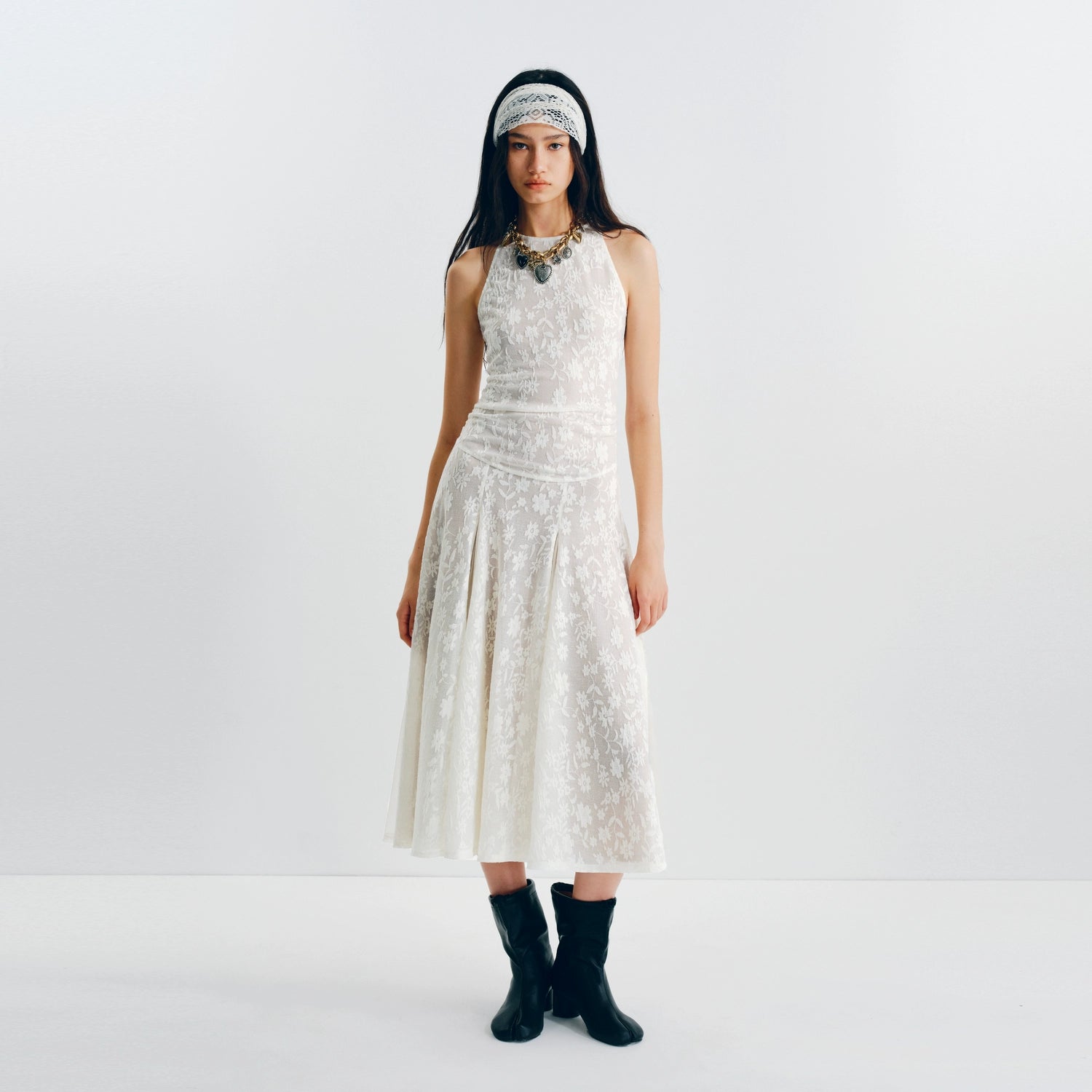 Puki Puki Elegant Sleeveless Jacquard Dress