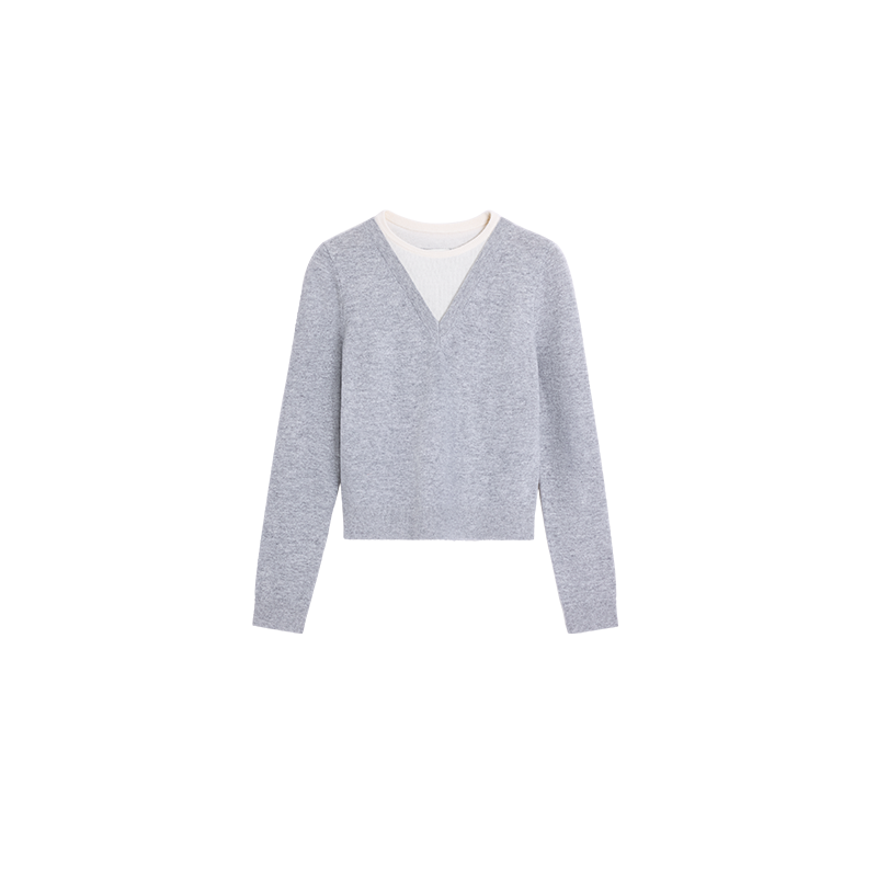 Alright Then All Wool V-Neck Colorblock Knit Sweater