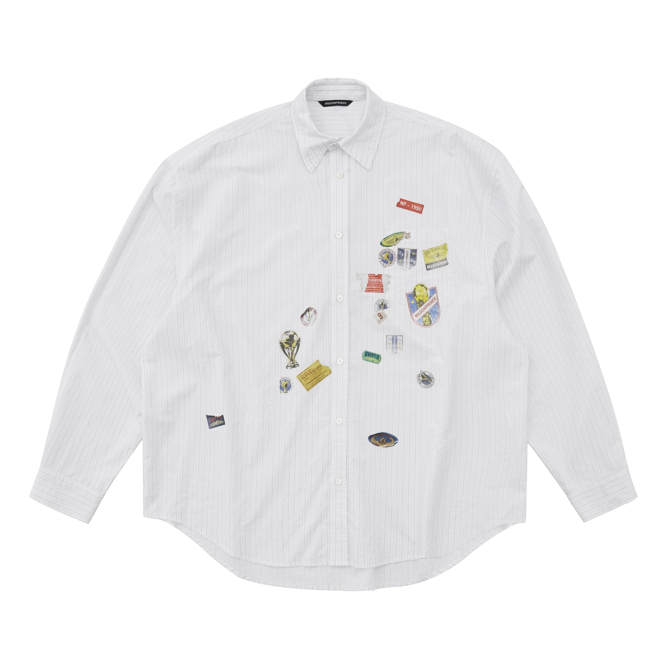 Mason Prince Unfinished Art Summer Easy Patch Cotton Striped Shirt