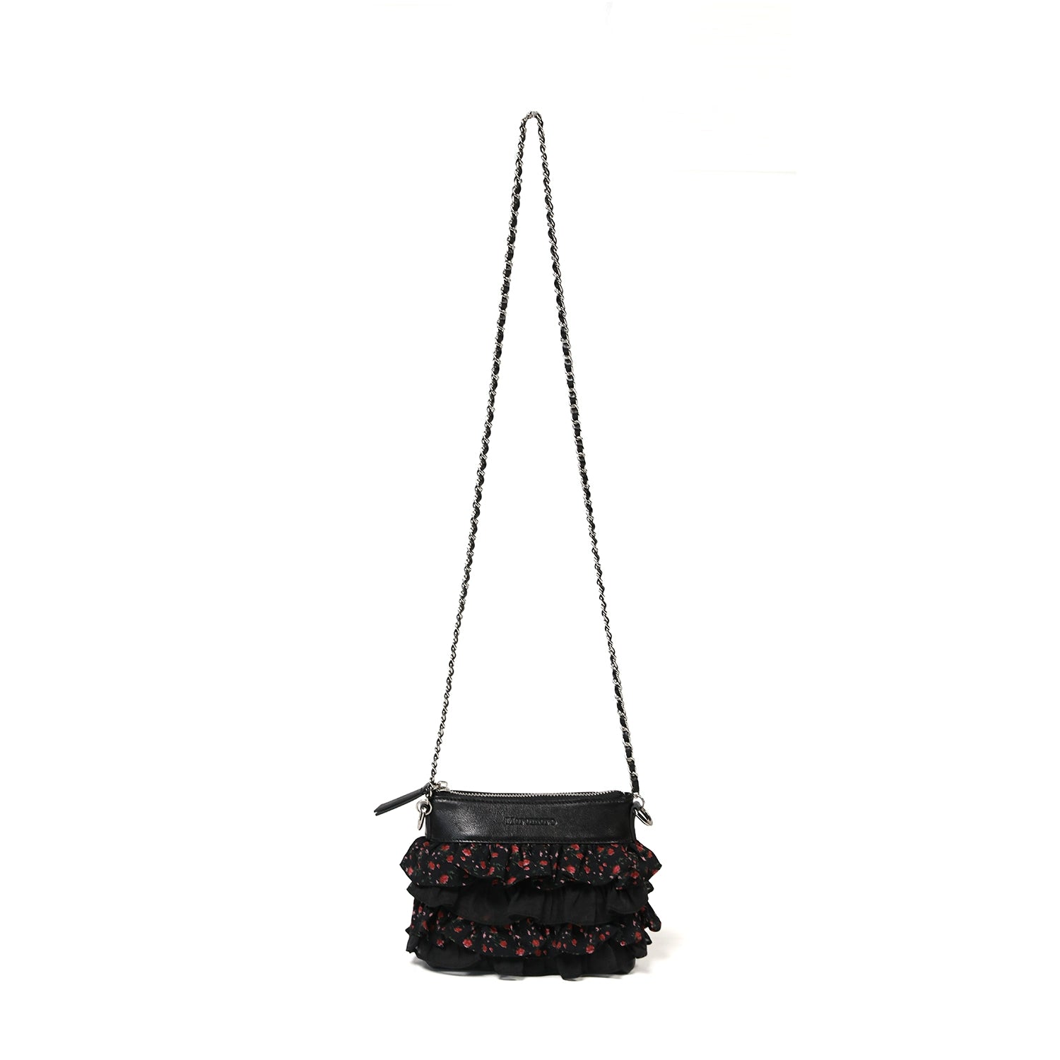 MoroMoro Floral Ruffle Crossbody Bag with Zipper