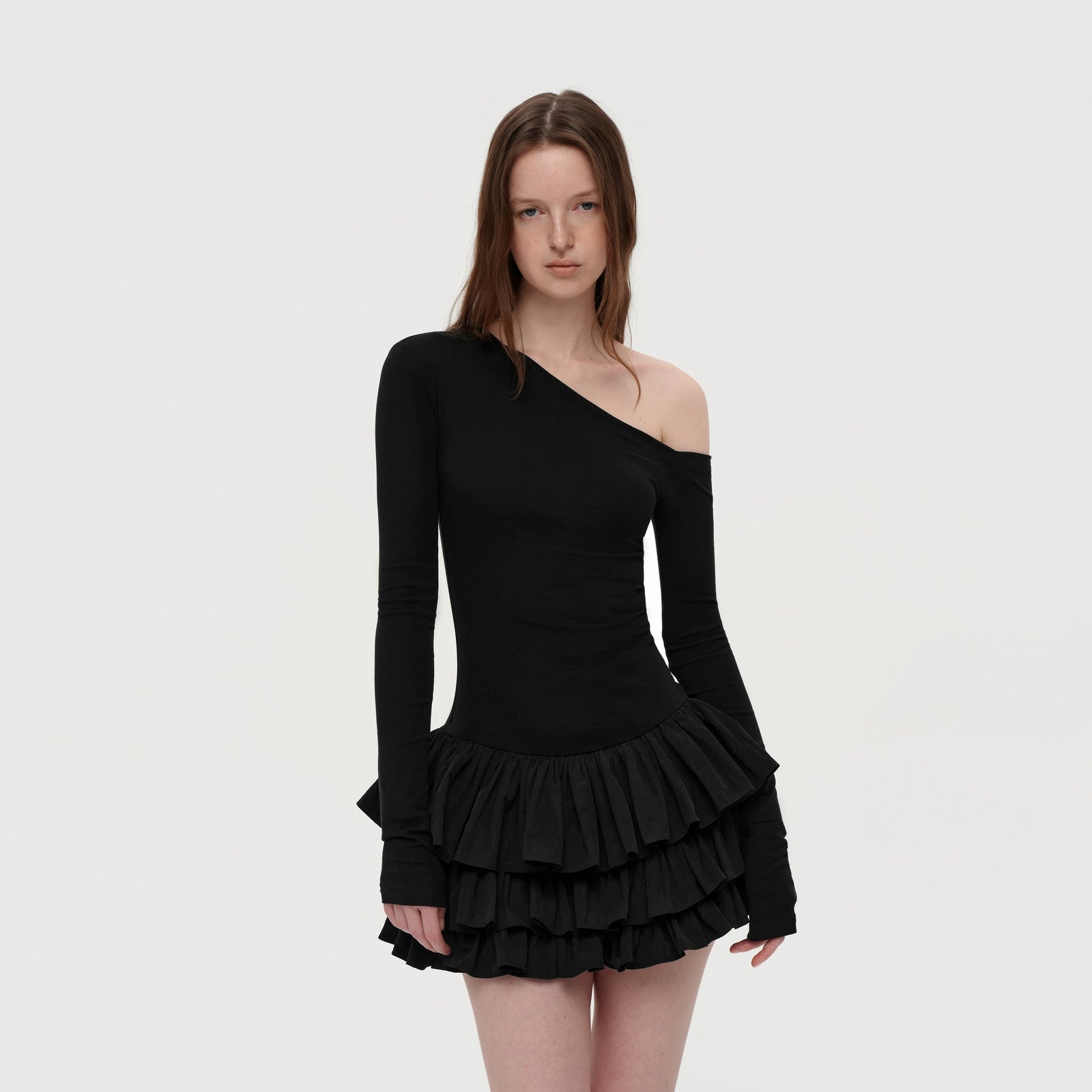 Puki Puki Vintage Leisel Tencel One-Shoulder Cake Dress