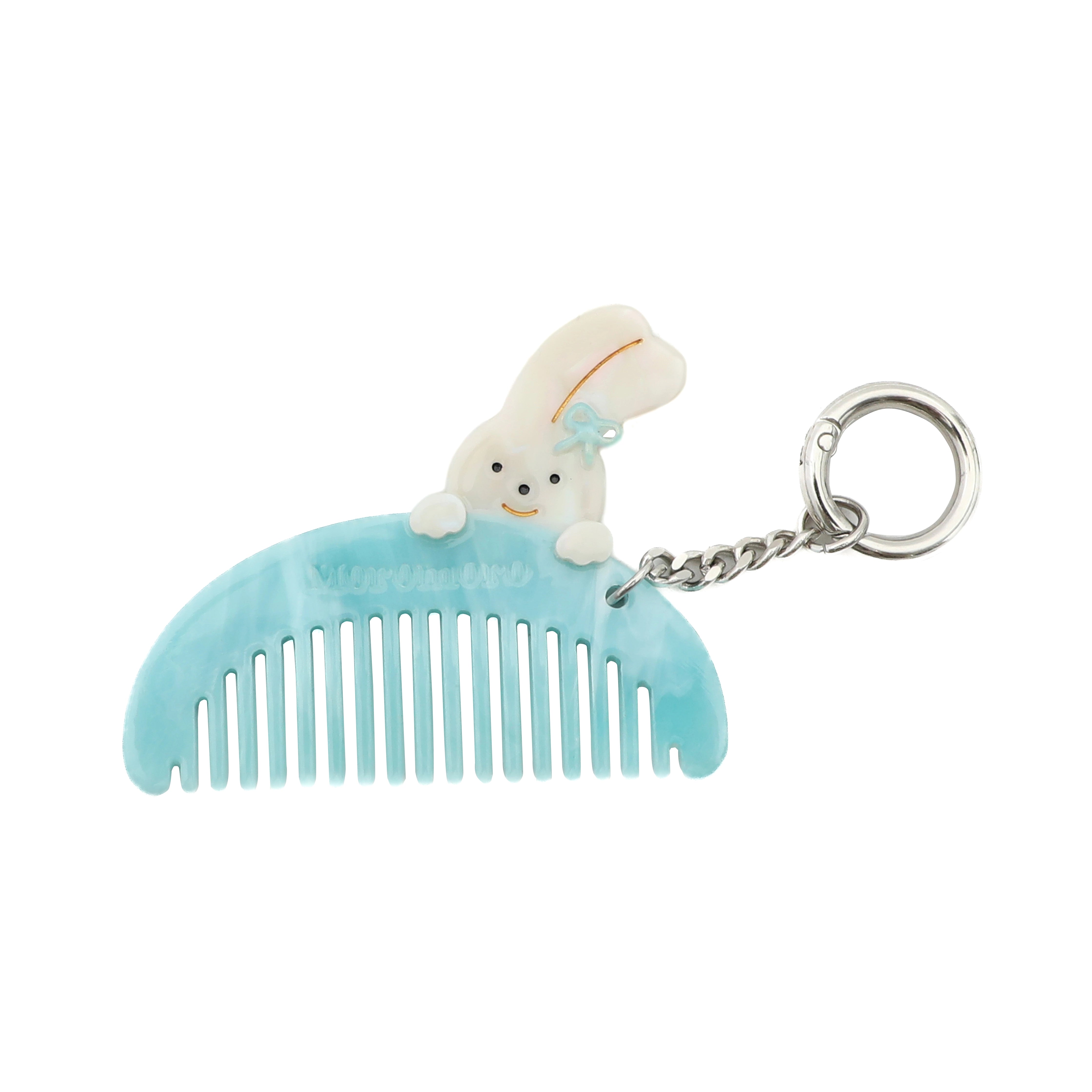 Moromoro Pearl Bow Rabbit Pendant & Comb Keychain