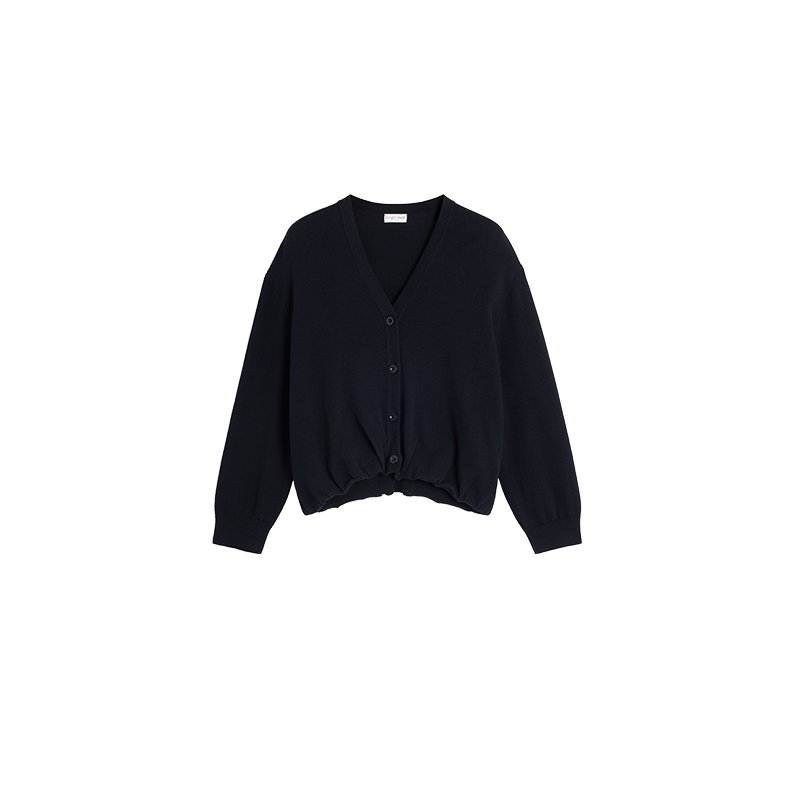 Alright Then V-Neck Cardigan with Drawstring Design