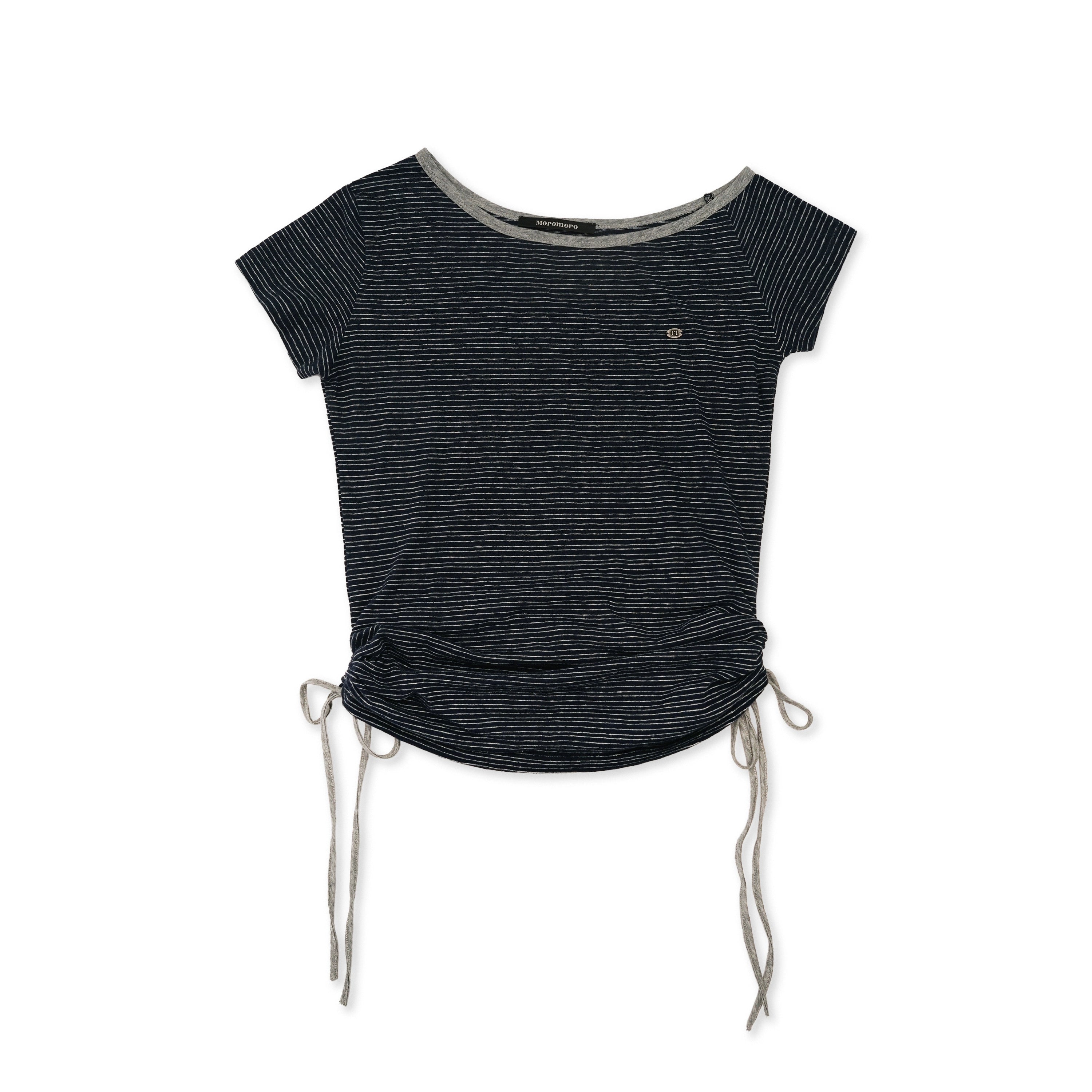 MoroMoro Vintage Striped Off-Shoulder T-Shirt