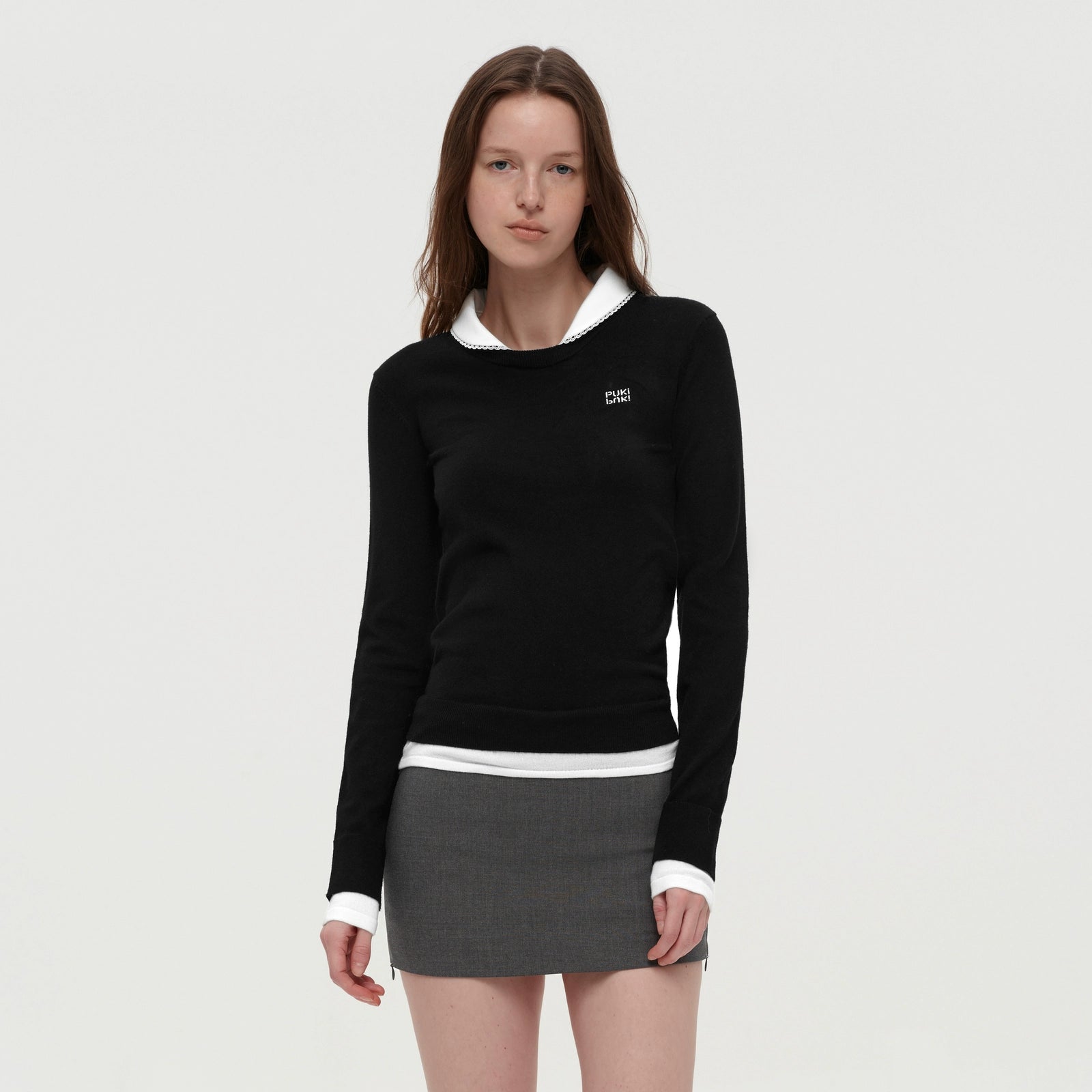 Puki Puki Women's Long-Sleeve Blouse with Color Block Detail