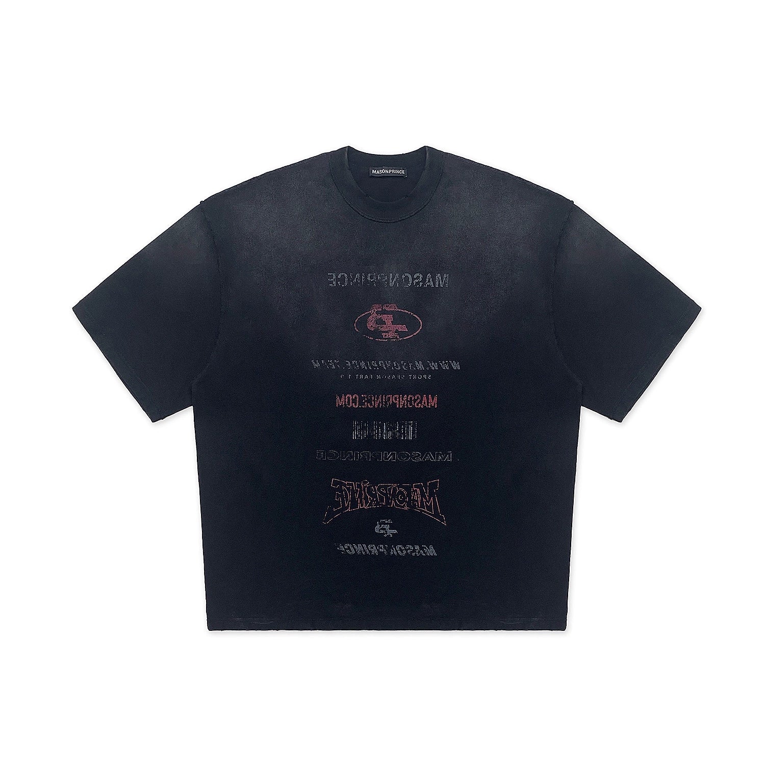Mason Prince Oversized Graphic Tee with Distressed Design