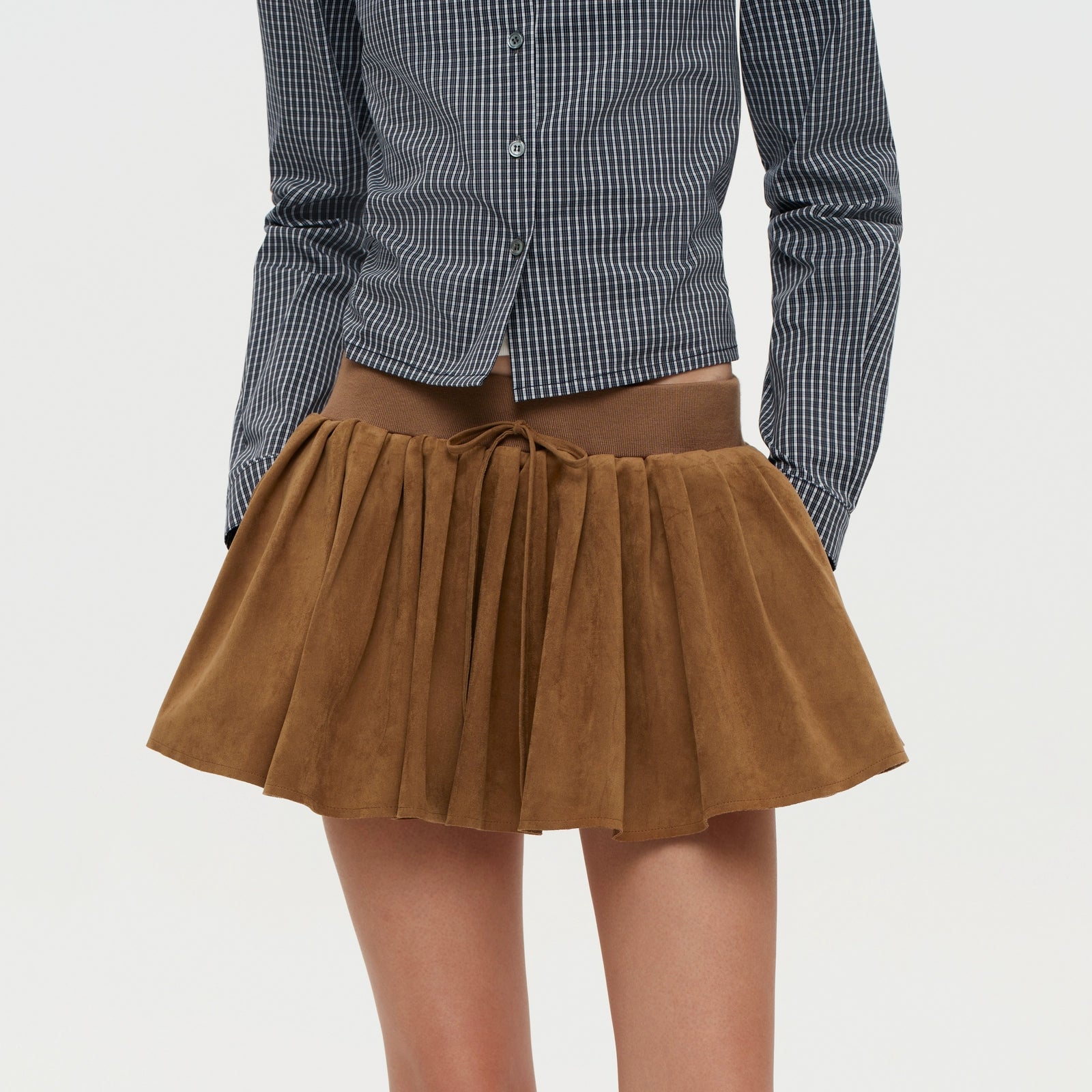 Puki Puki Retro Plaid Tie Slim Fit Shirt