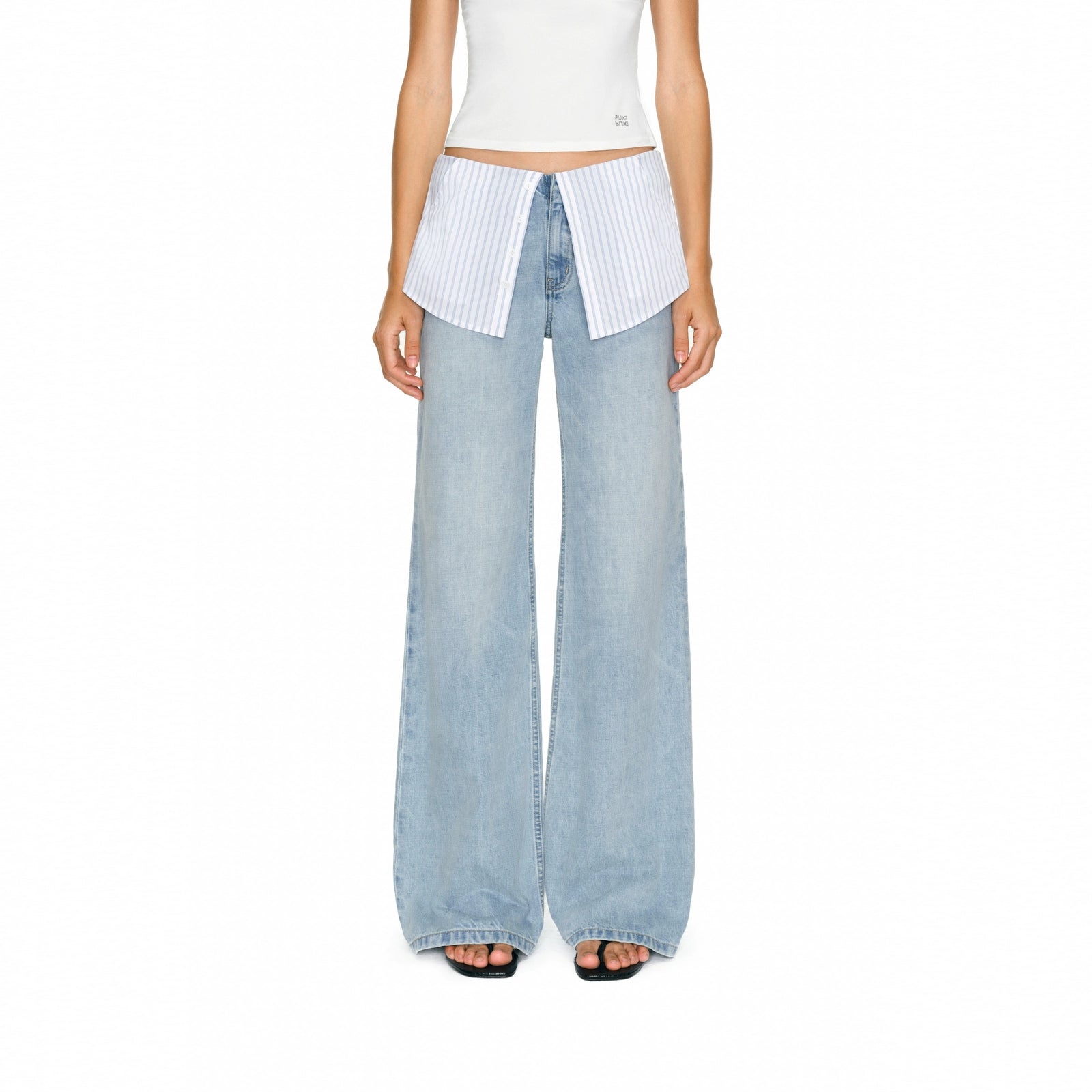 Puki Puki Unique Layered Shirt and Low Rise Jeans Set
