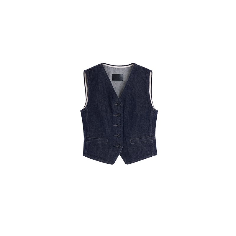 Alright Then Classic Vintage Denim Vest - Colorfast Blue