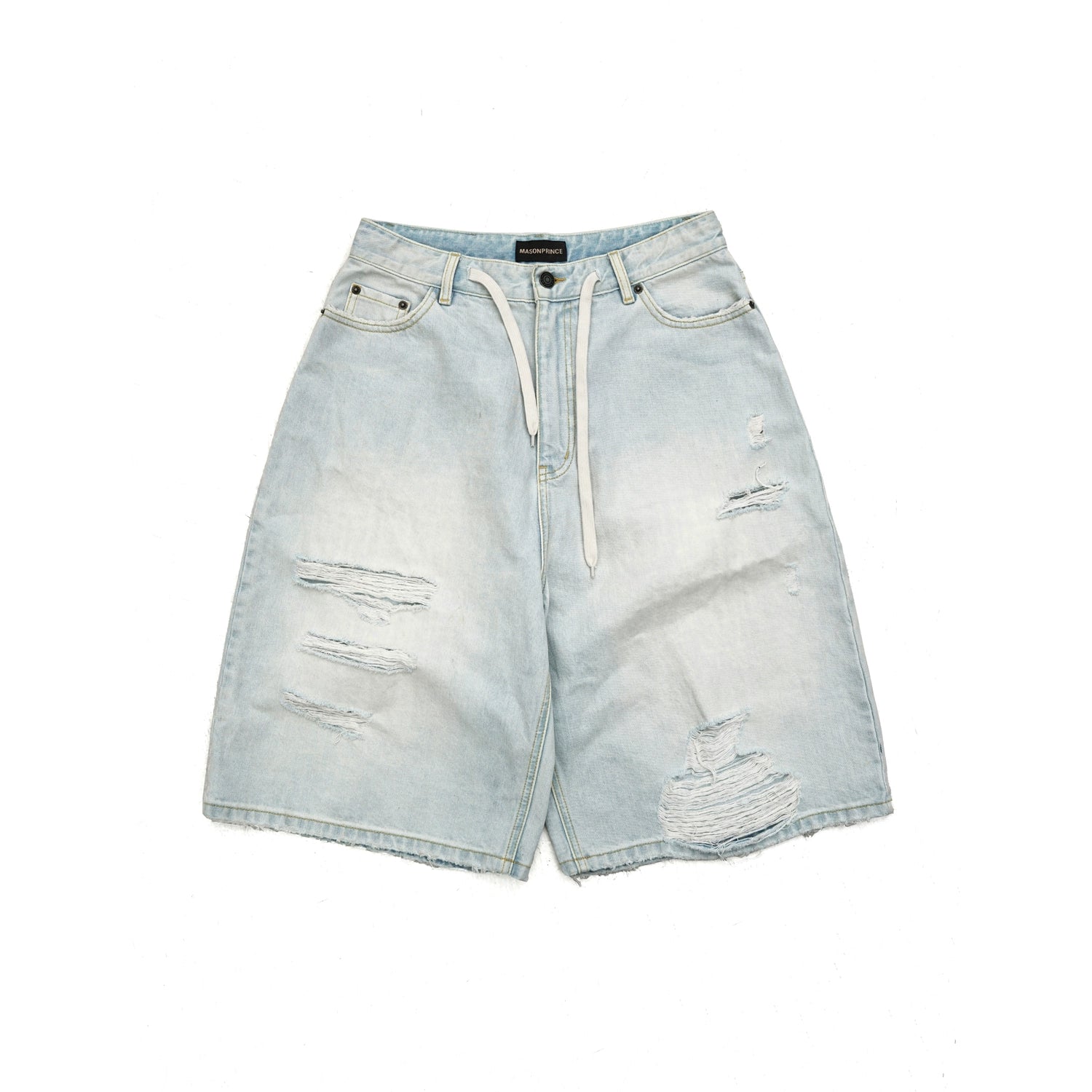 Mason Prince Ripped Denim Shorts - Splash of Blue