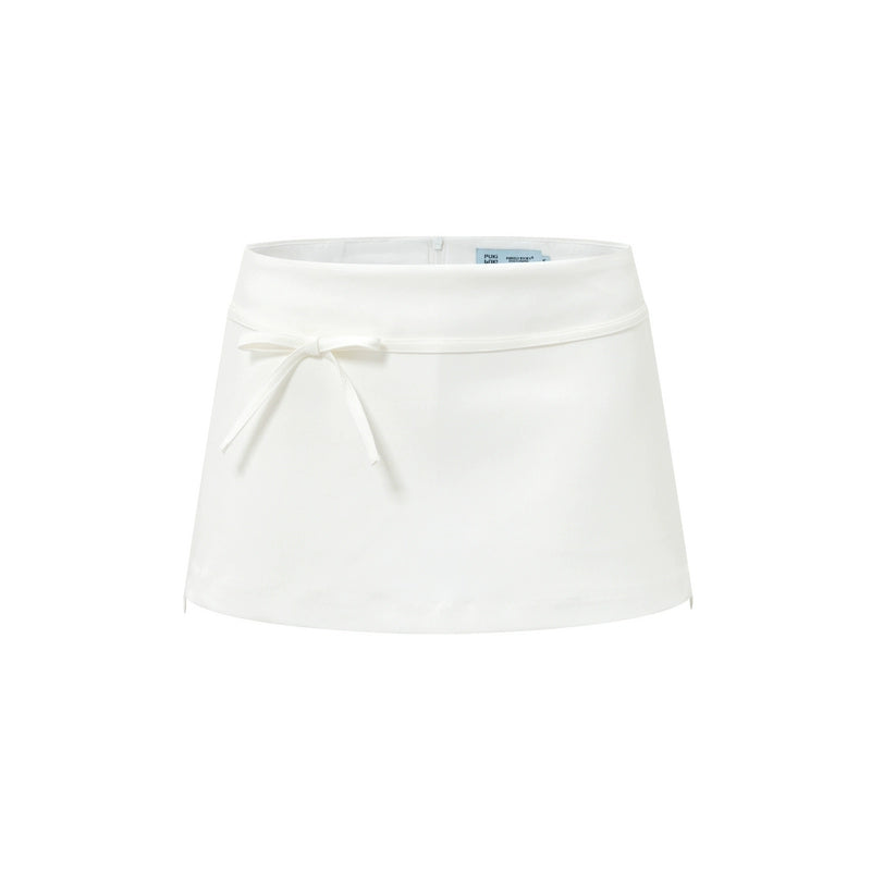 Puki Puki Retro Tie Mini Skirt with Detachable Bow
