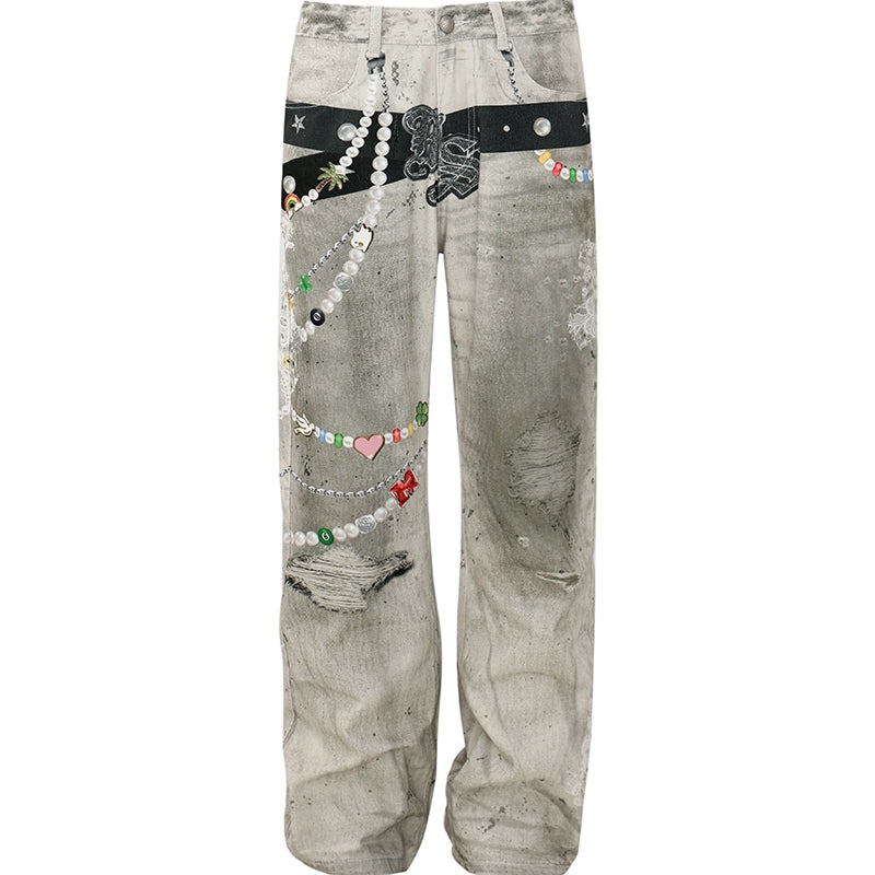 MEDM Summer Tour 3D Printed Wide Leg Jeans for Men