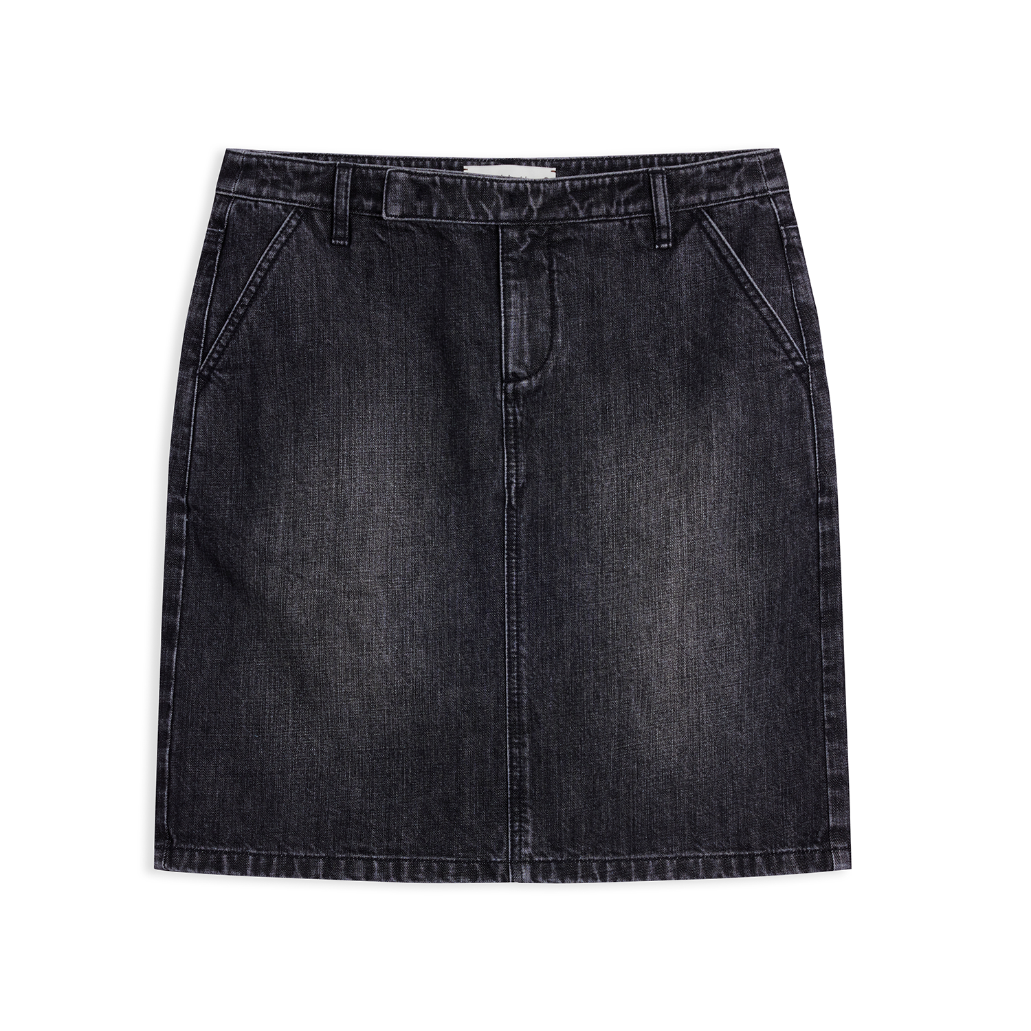 Alright Then Vintage Washed Black Denim Half Skirt