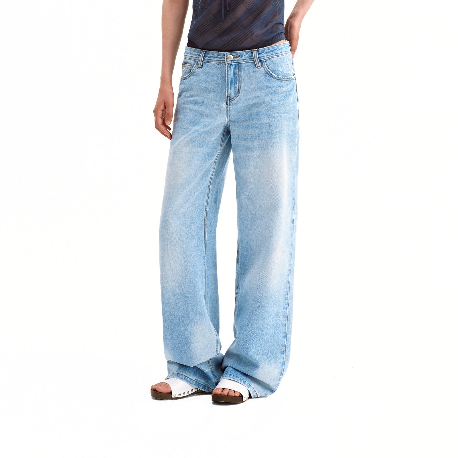 Puki Puki Light Blue Wide Leg Cotton Jeans