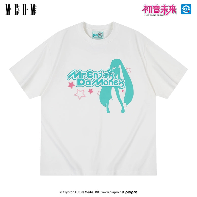 MEDM Hatsune Miku Character Silhouette T-Shirt for Summer