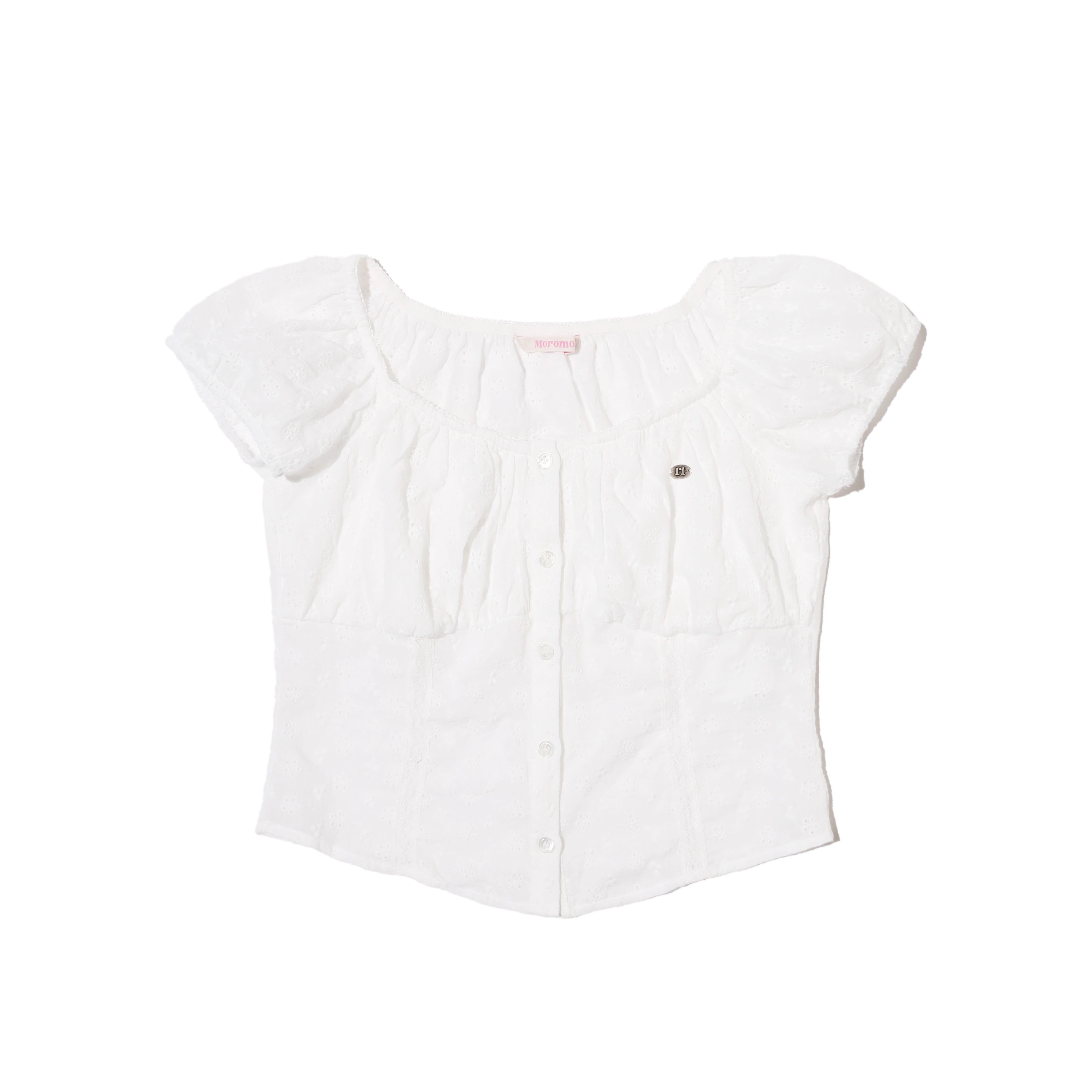 MoroMoro Summer Lace Splicing Short-Sleeved Blouse