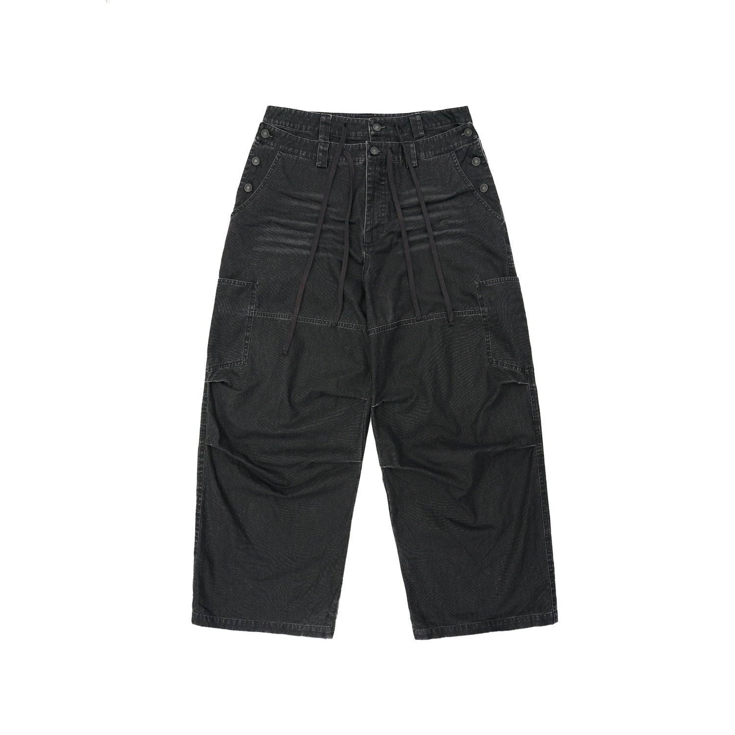 Mason Prince Loose Fit Cargo Workwear Pants in Black Wash