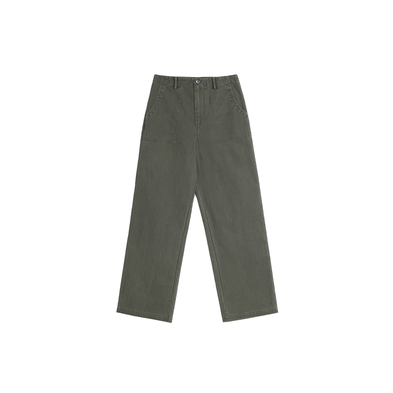 Alright Then Herringbone Vintage Washed Cotton Work Pants