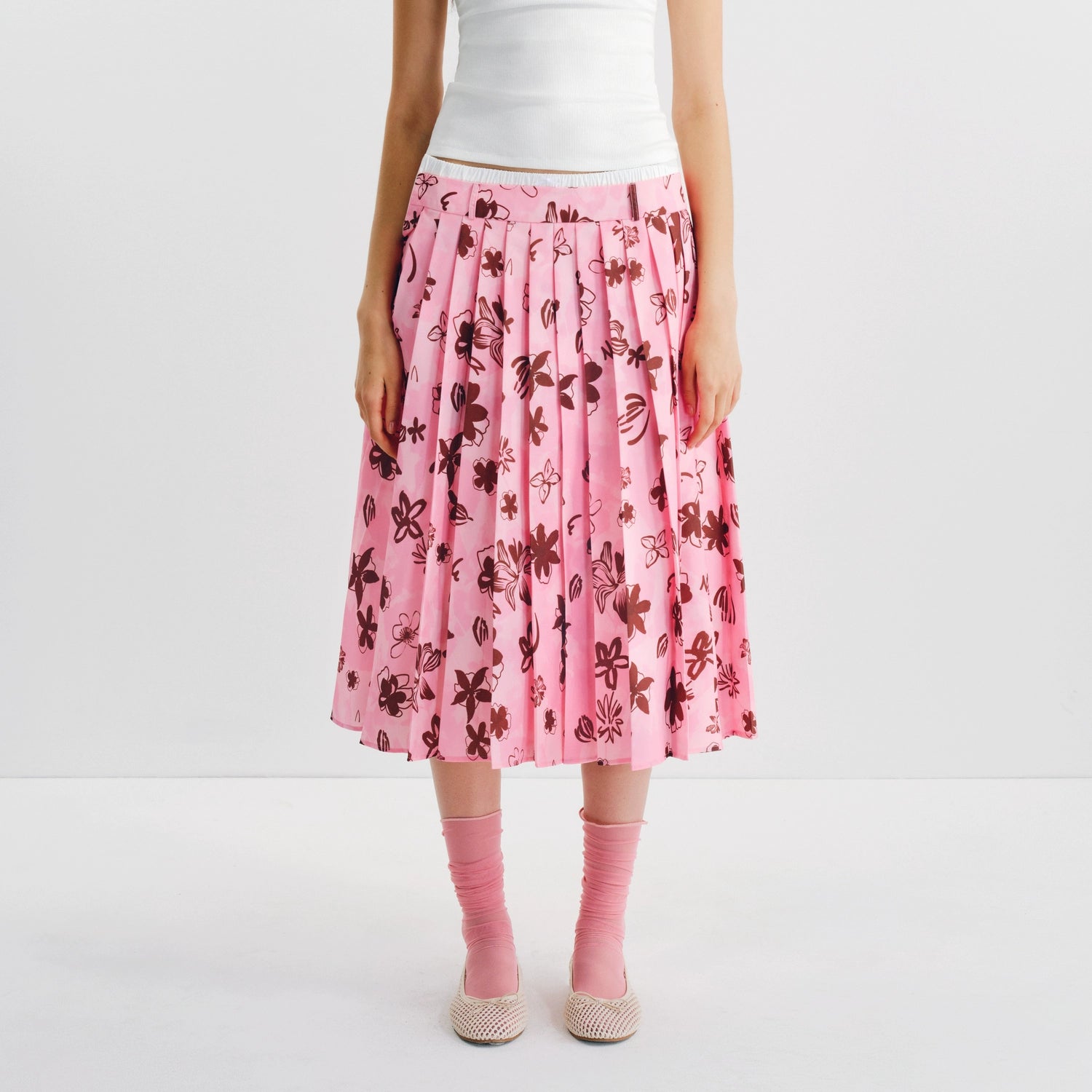Puki Puki Floral Pleated Skirt for Vacation Vibes