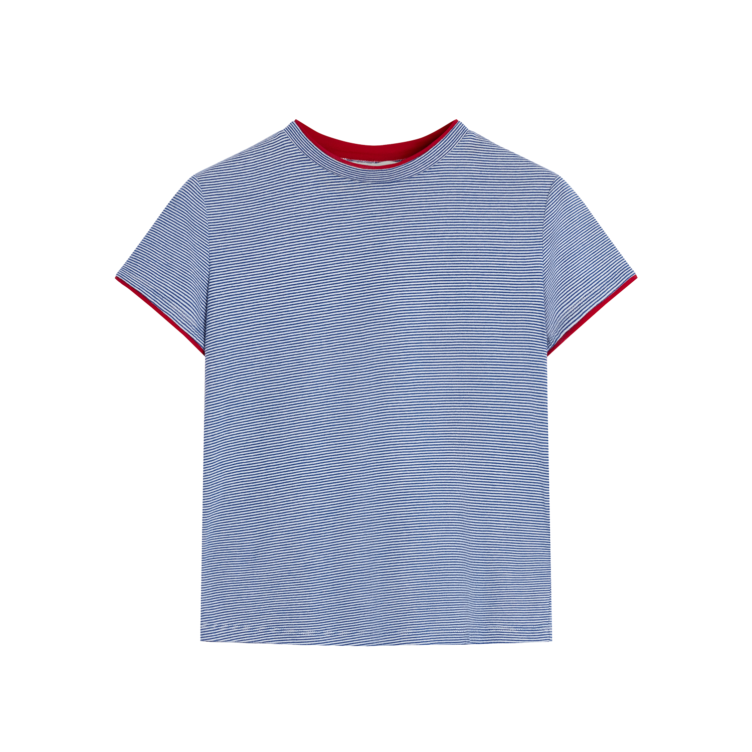 Alright Then Two-Tone Vintage Pinstripe T-Shirt in Red and Blue
