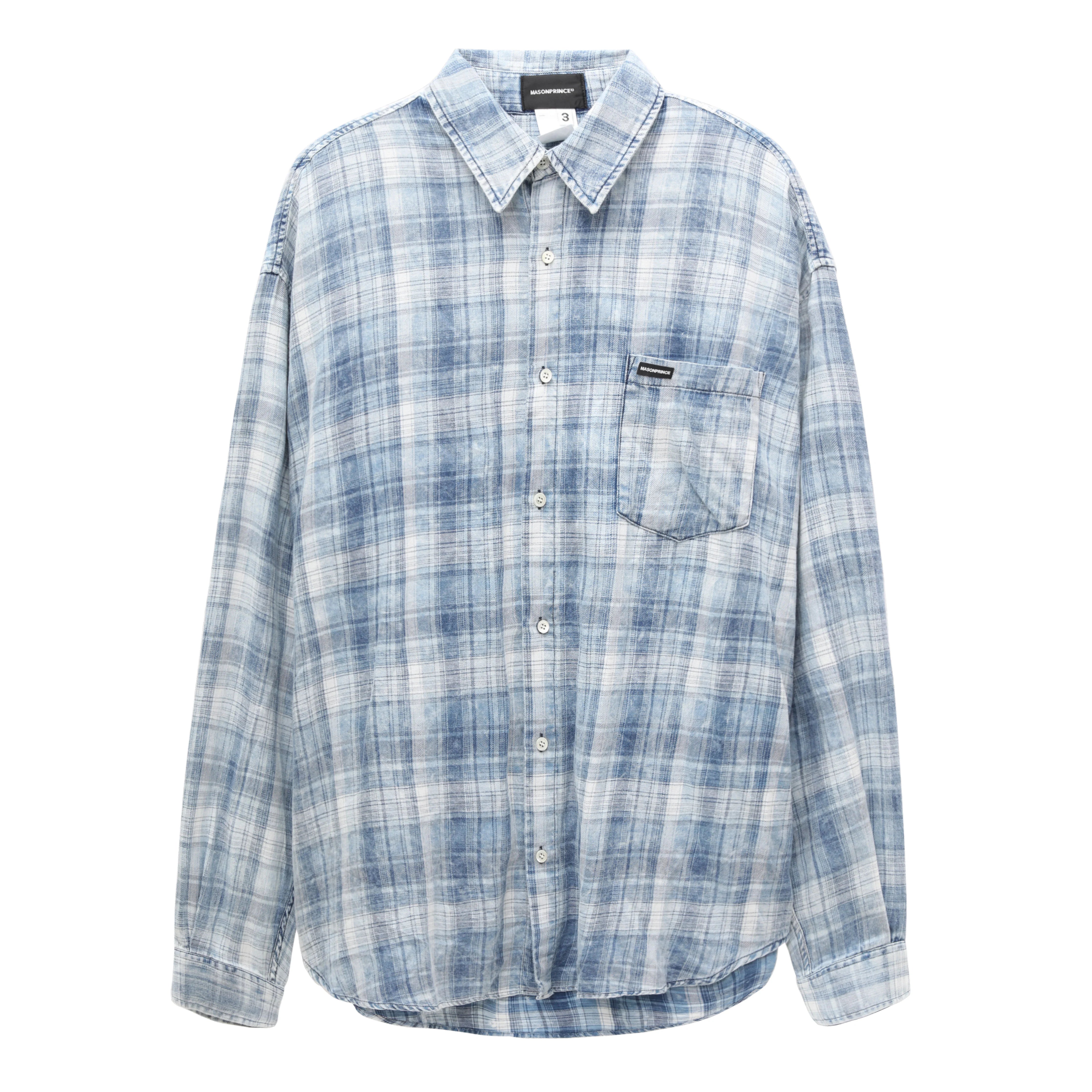 Mason Prince Vintage Light Blue Plaid Cotton Shirt