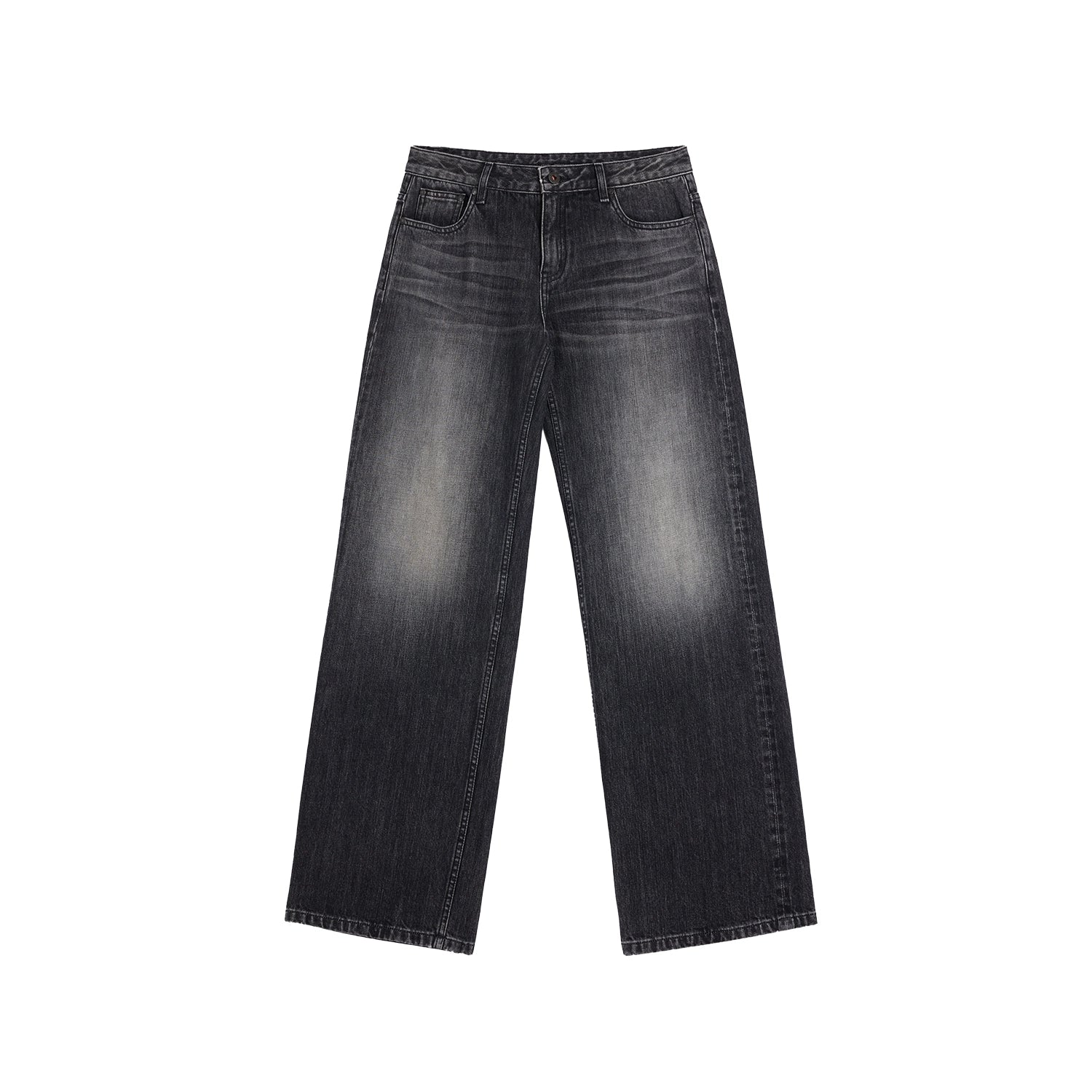 Alright Then Vintage High-Low Waist Jeans - Black