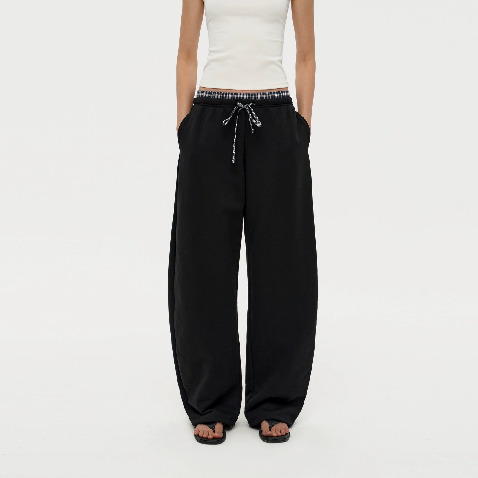 Puki Puki Stylish Checkered Patchwork Sweatpants
