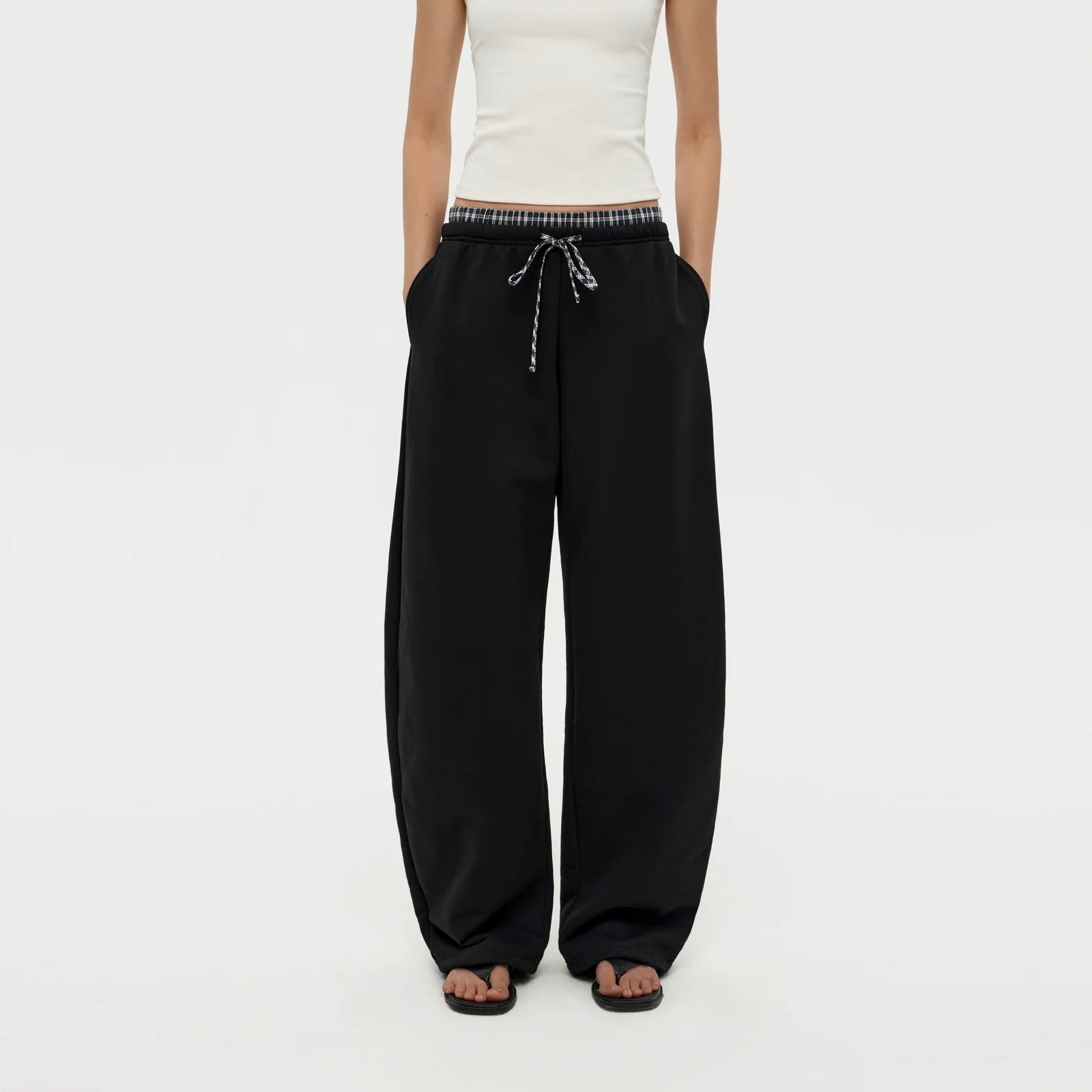 Puki Puki Stylish Checkered Patchwork Sweatpants