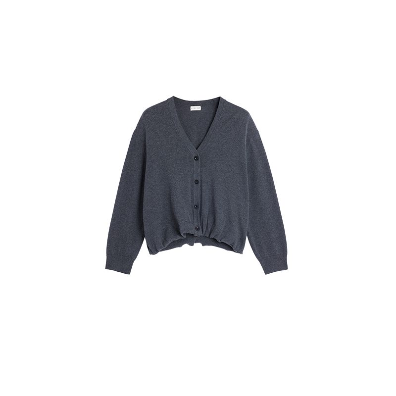 Alright Then V-Neck Cardigan with Drawstring Design