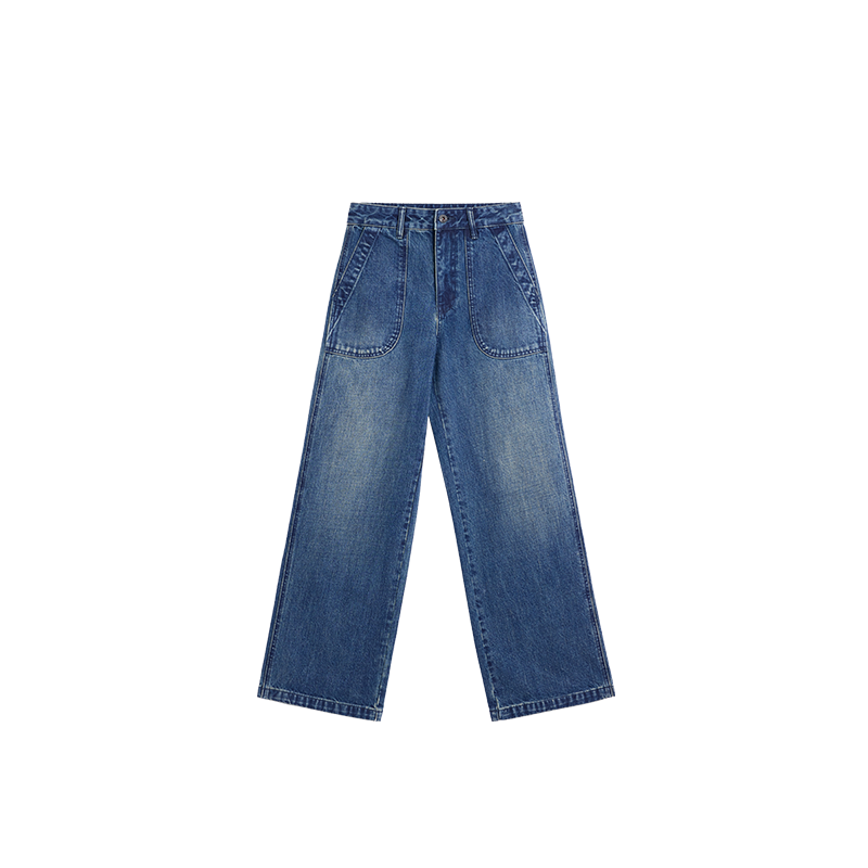 Alright then Vintage Washed Blue Large Pocket Denim Trousers