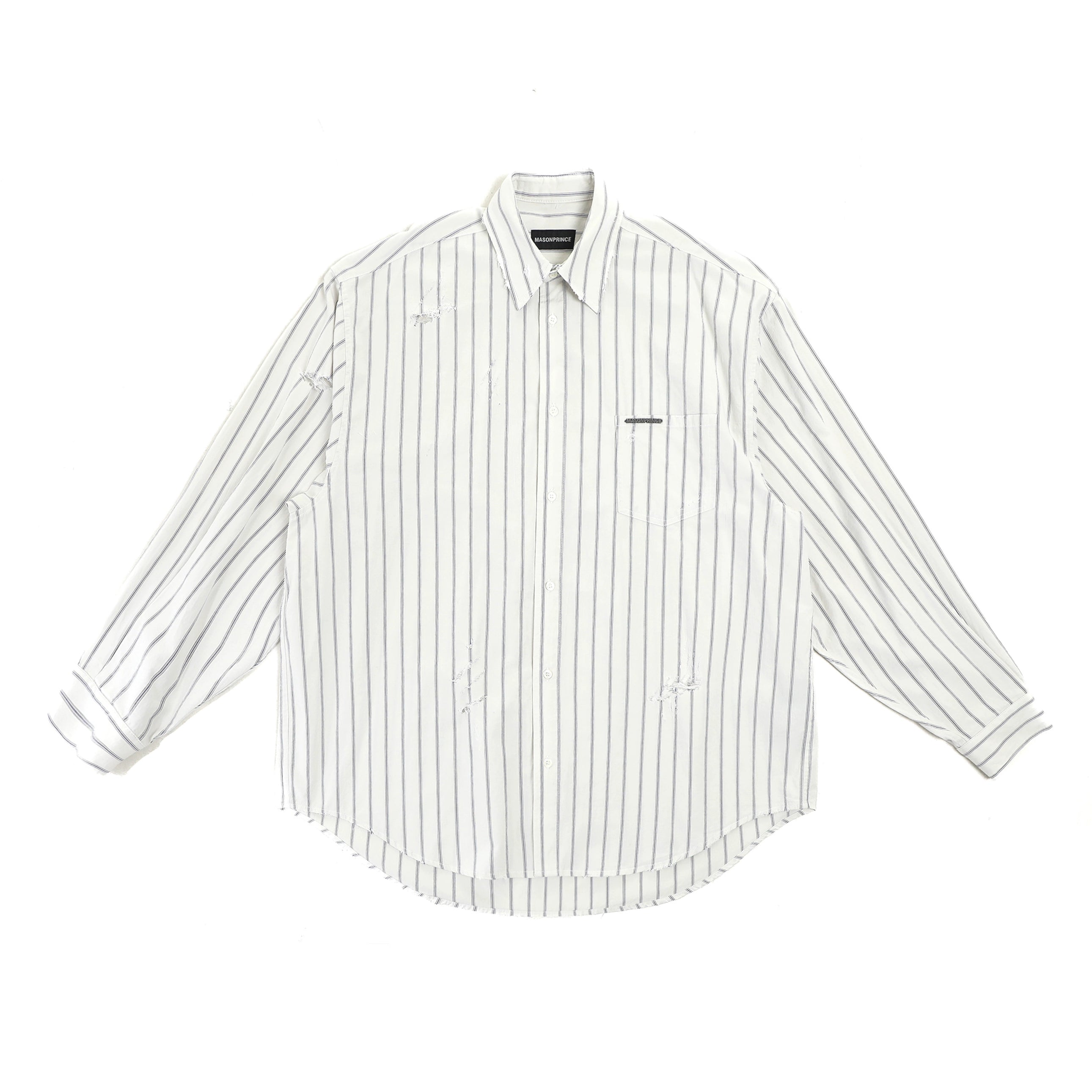 Mason Prince Classic Almond Milk Stripe Shirt for Men
