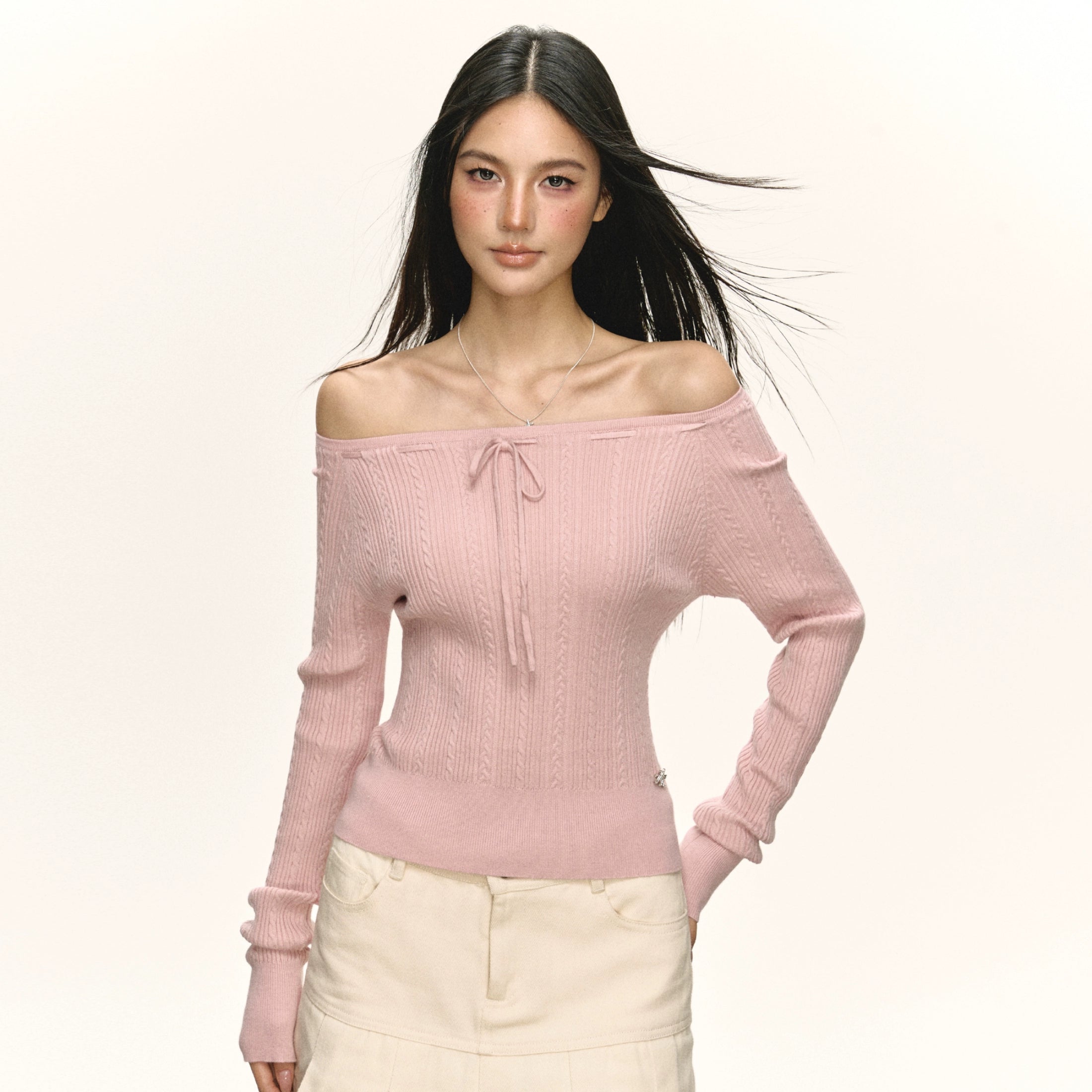 Ariseism Vintage American One Shoulder Sweater for Women