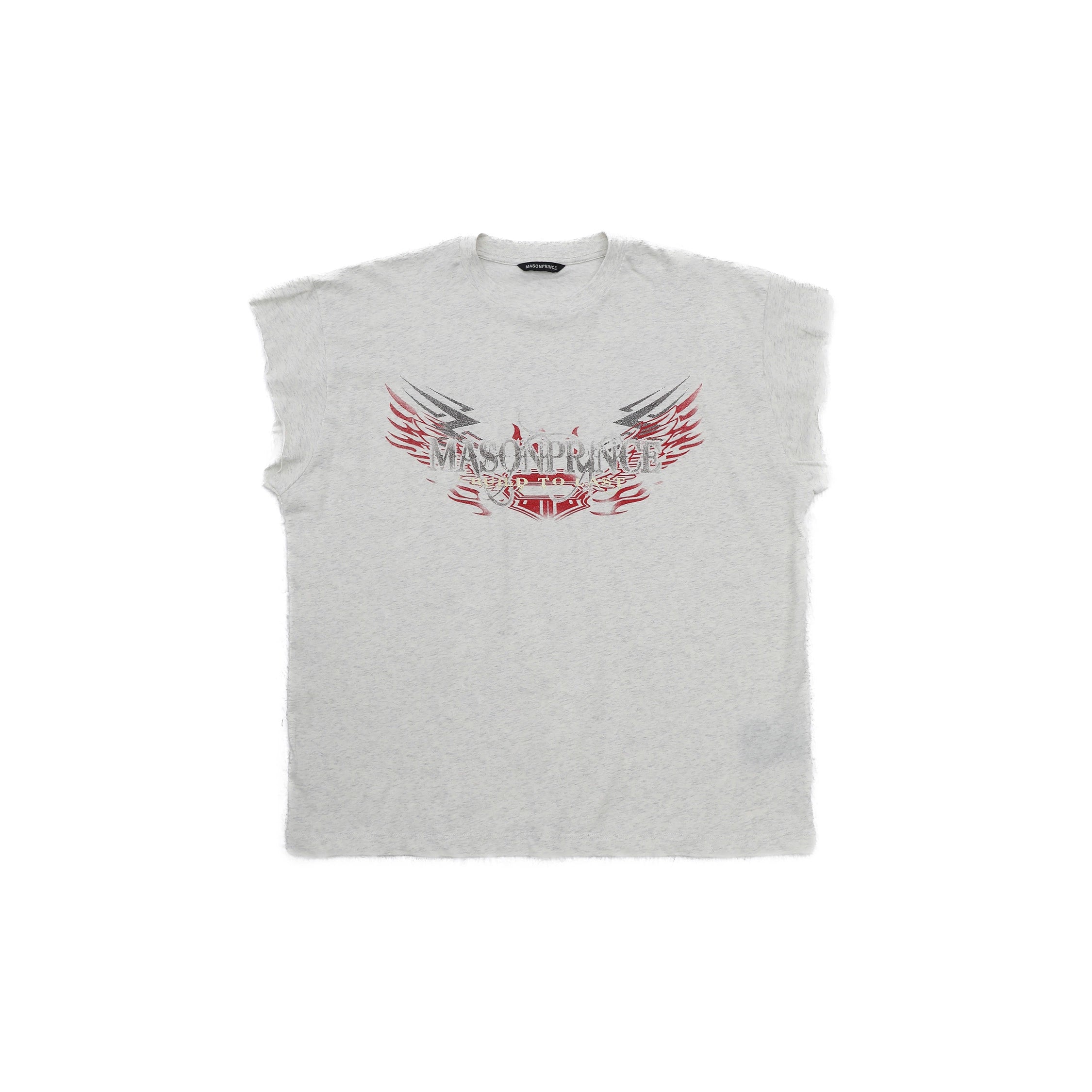 MASONPRINCE Light Gray Graphic Sleeveless Tee