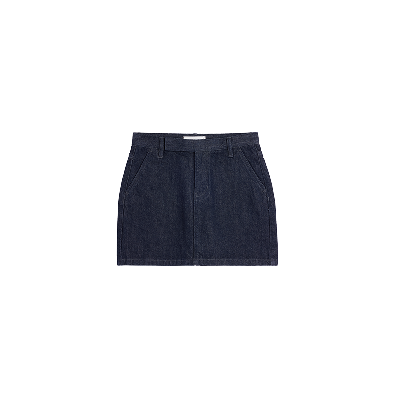 Alright Then Original Cow Asymmetrical Waist Denim Skirt in Blue