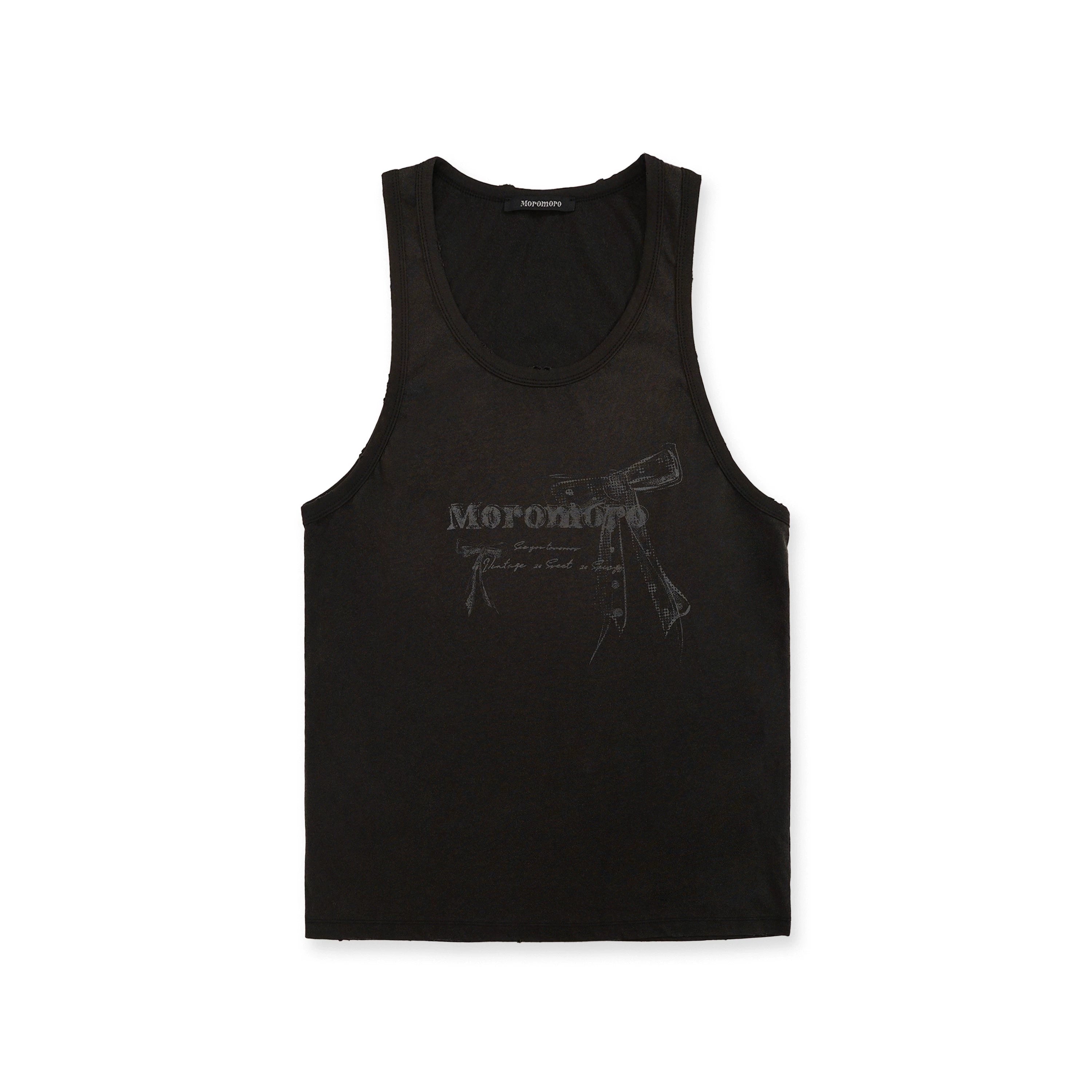 Moromoro Vintage Hand-painted Bow Print Sleeveless Vest