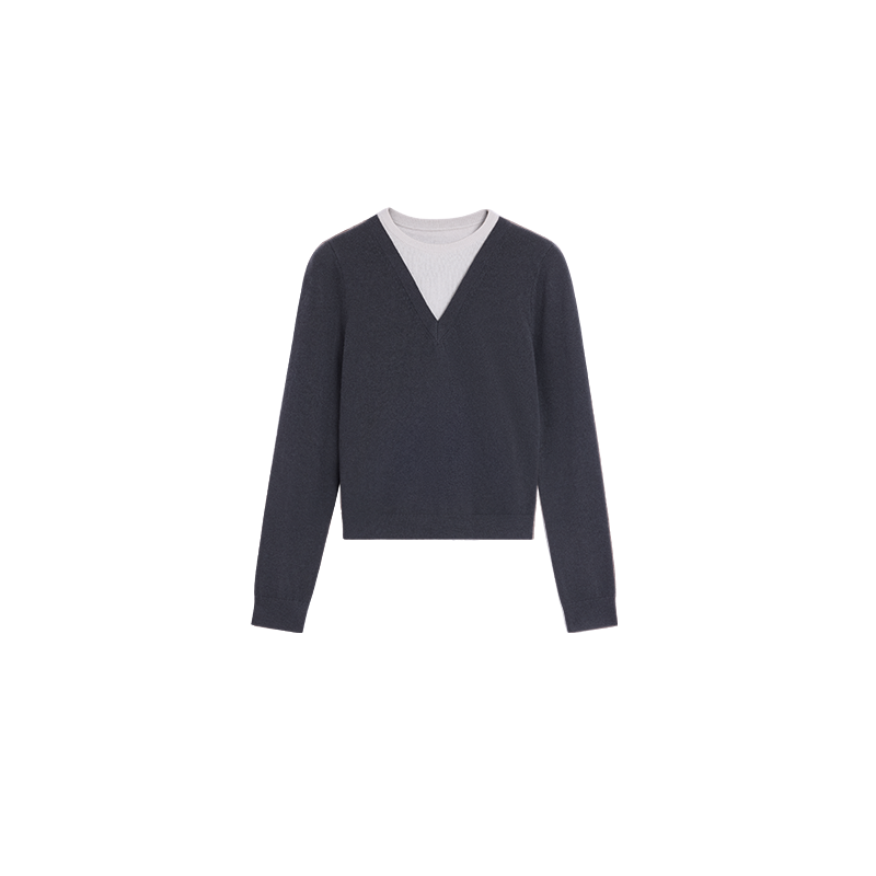 Alright Then All Wool V-Neck Colorblock Knit Sweater