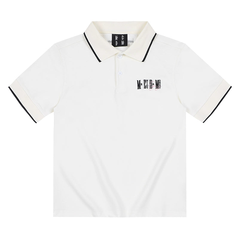 MEDM Stylish Letter Embroidery Polo Shirt for Men and Women