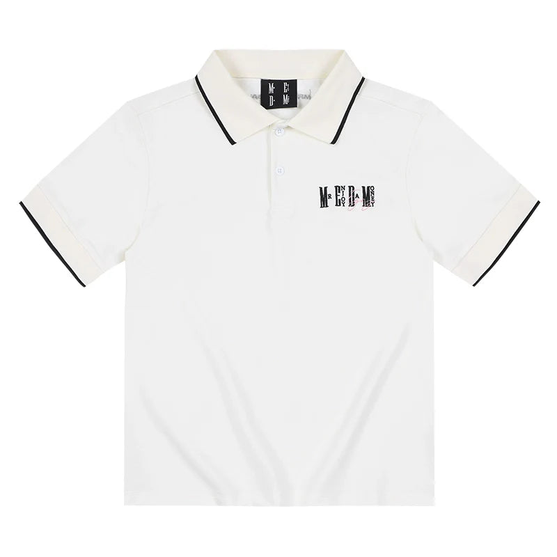 MEDM Stylish Letter Embroidery Polo Shirt for Men and Women
