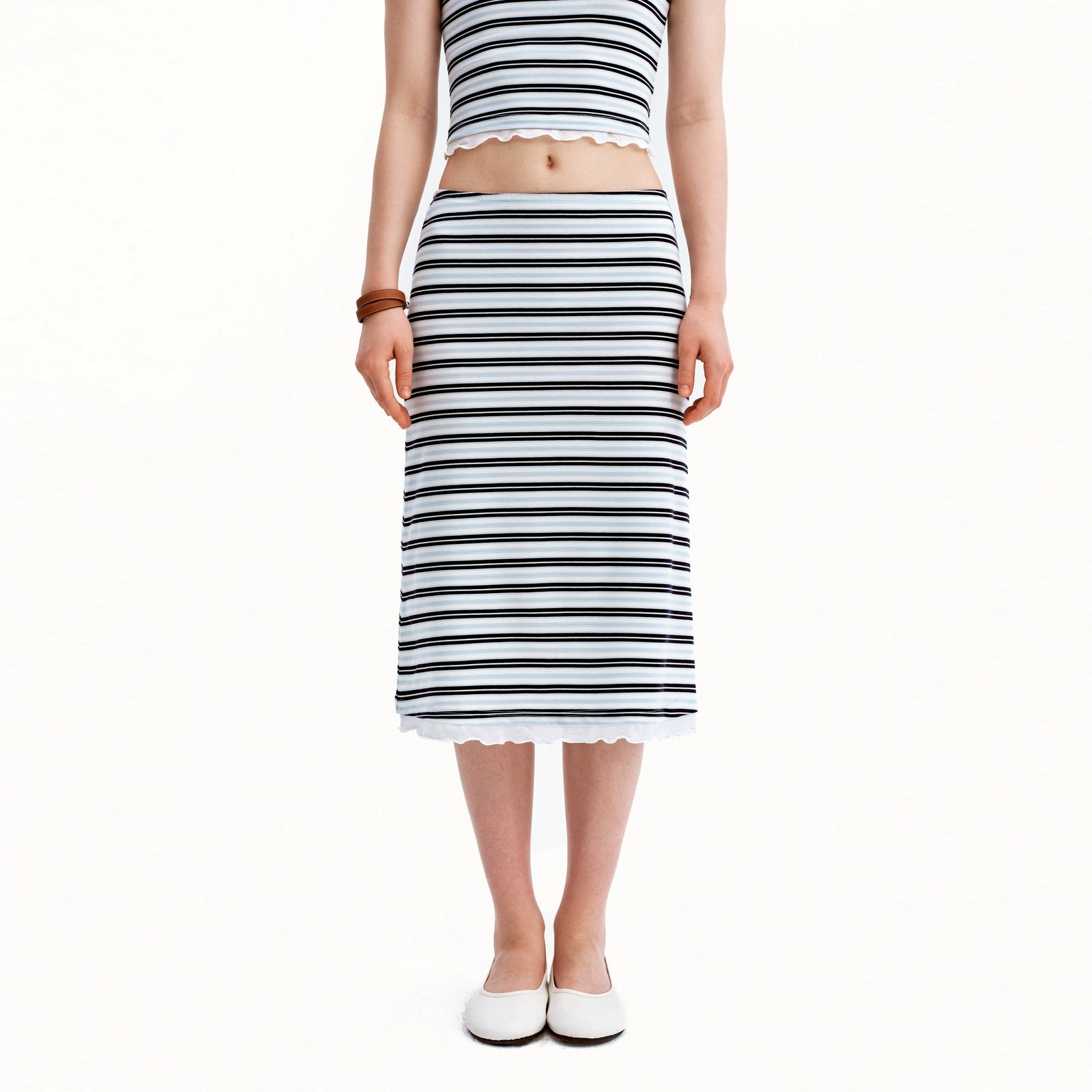 Puki Puki Retro Striped T-Shirt & Skirt Set