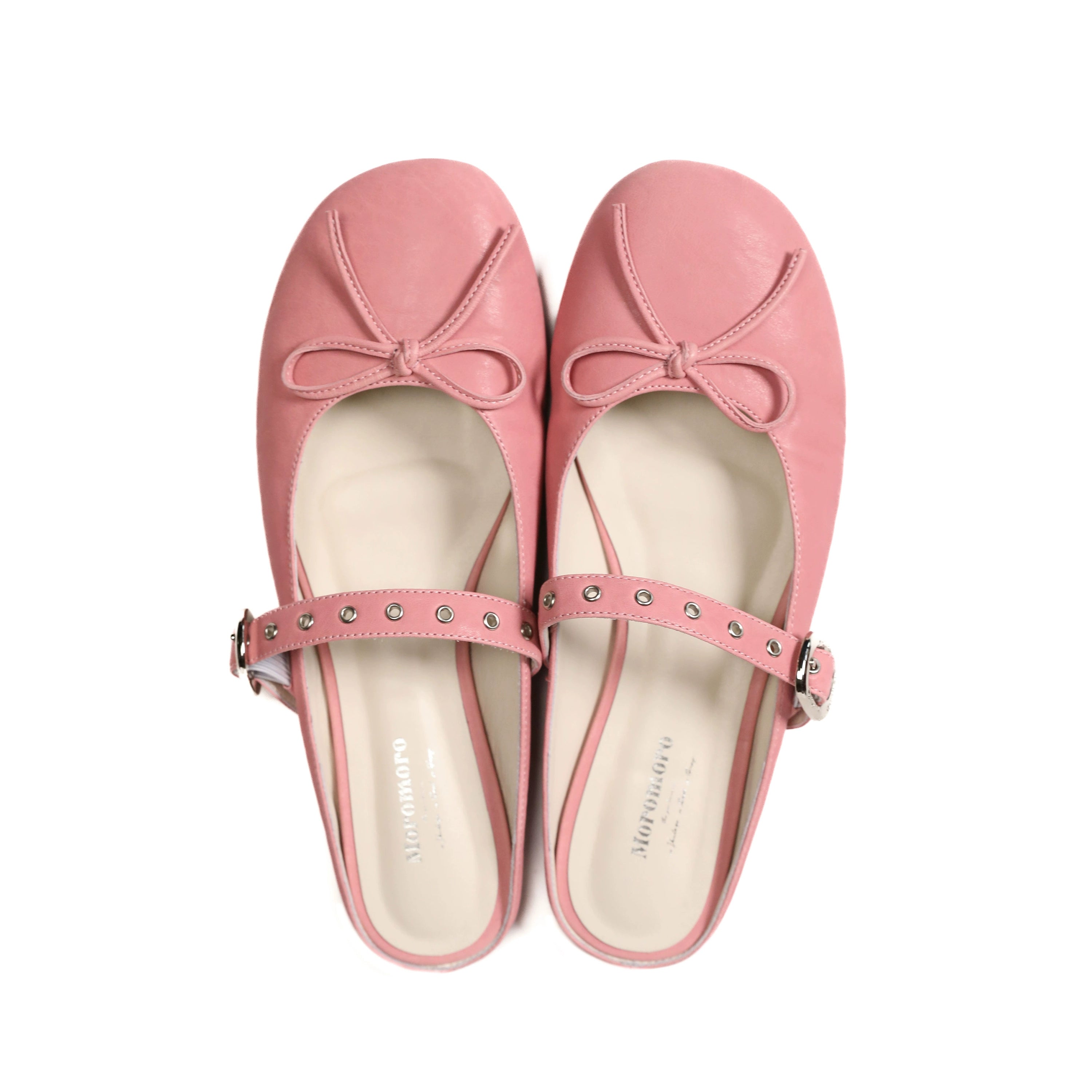MoroMoro Pink Cowhide Ballet Shoes with Bow