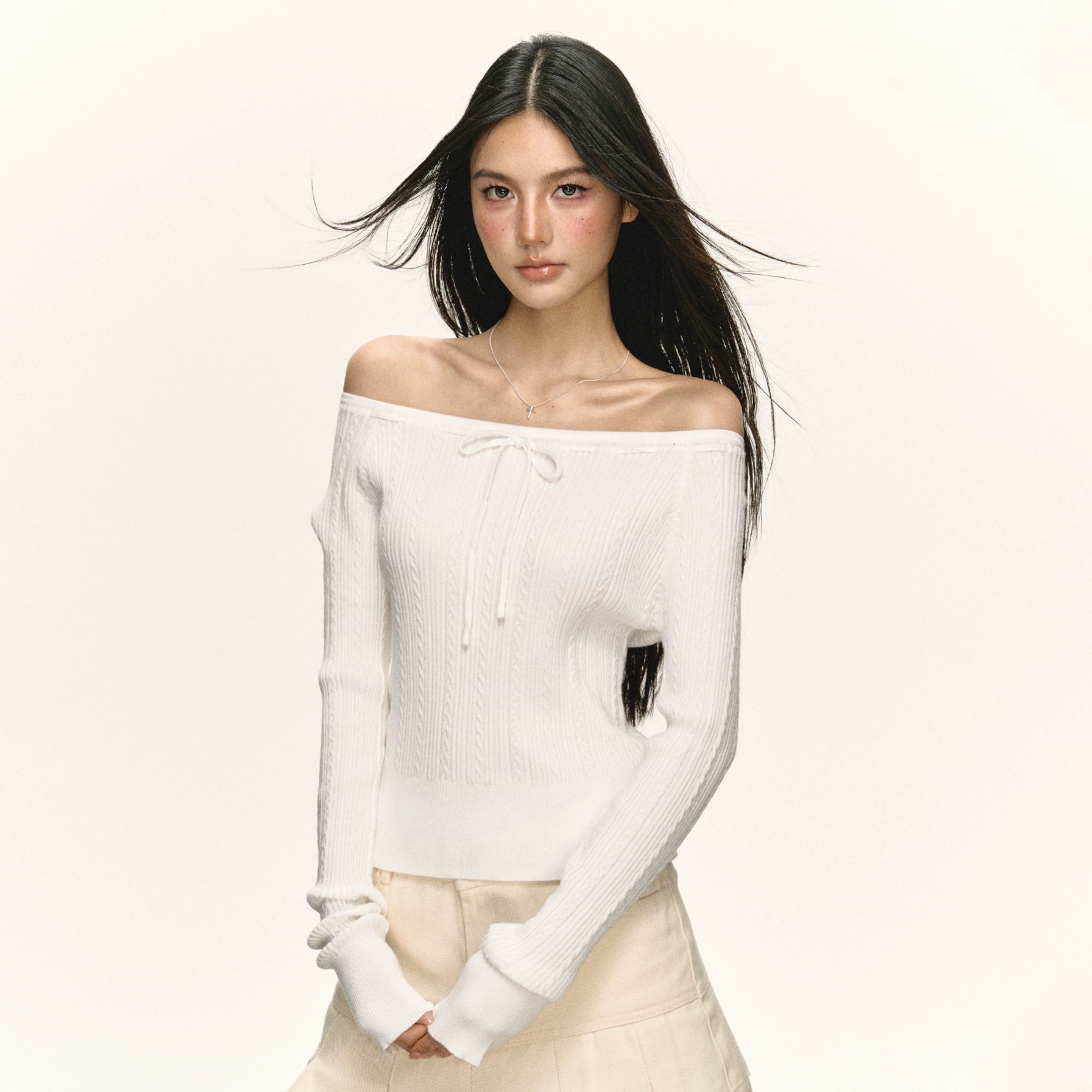 Ariseism Vintage American One Shoulder Sweater for Women