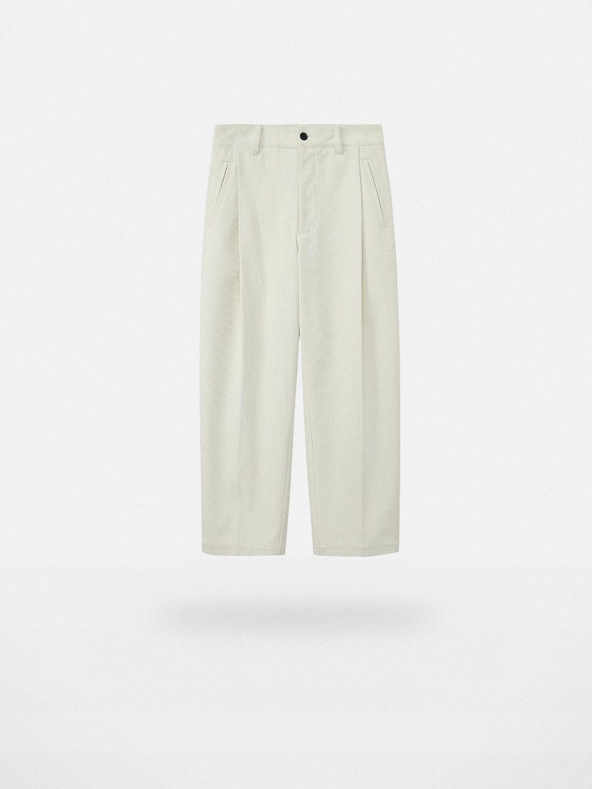 NANS Pleated Corduroy Cropped Trousers in White