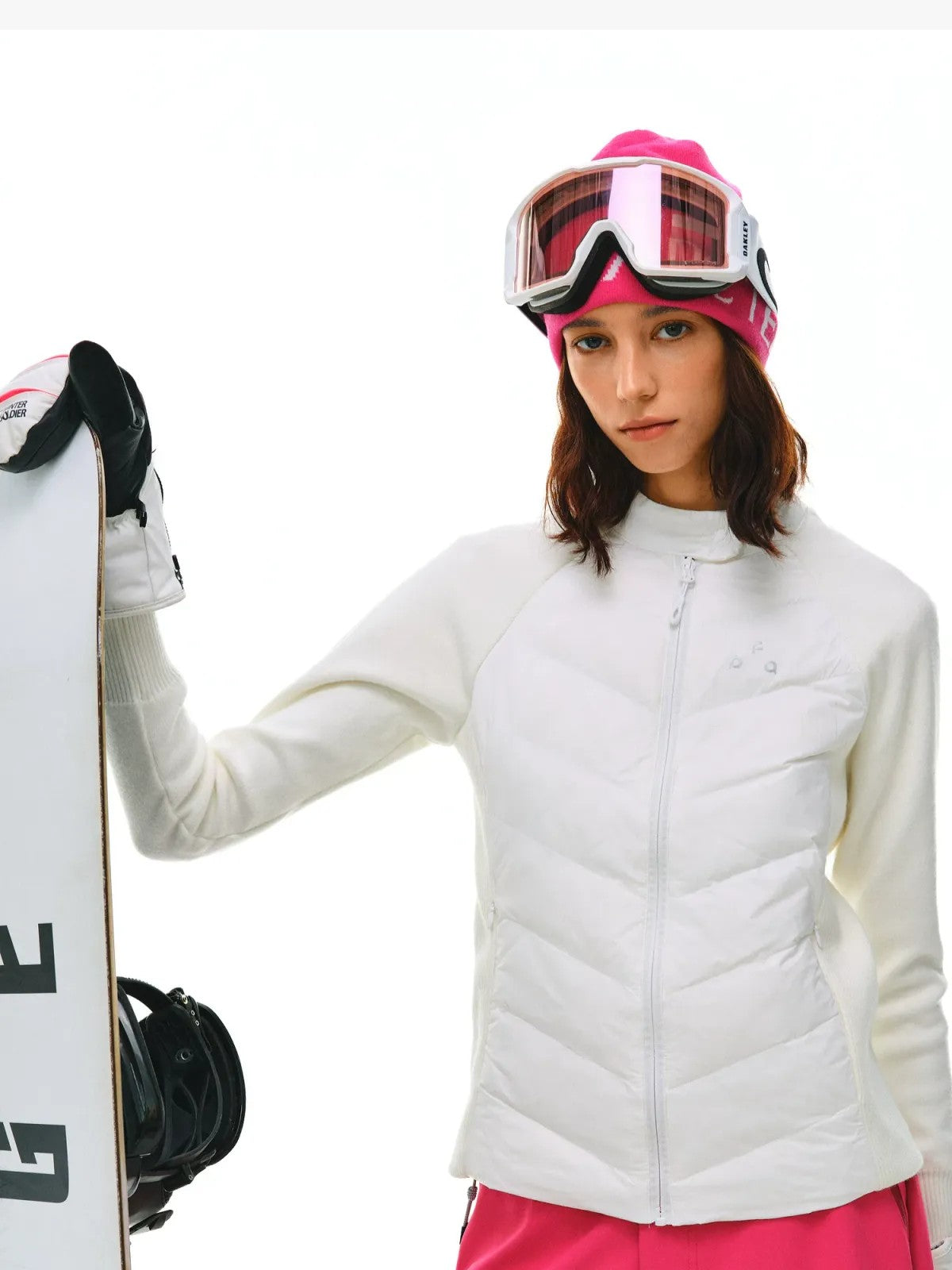 FPA Knit Sleeve Puffer Jacket in White - On Model