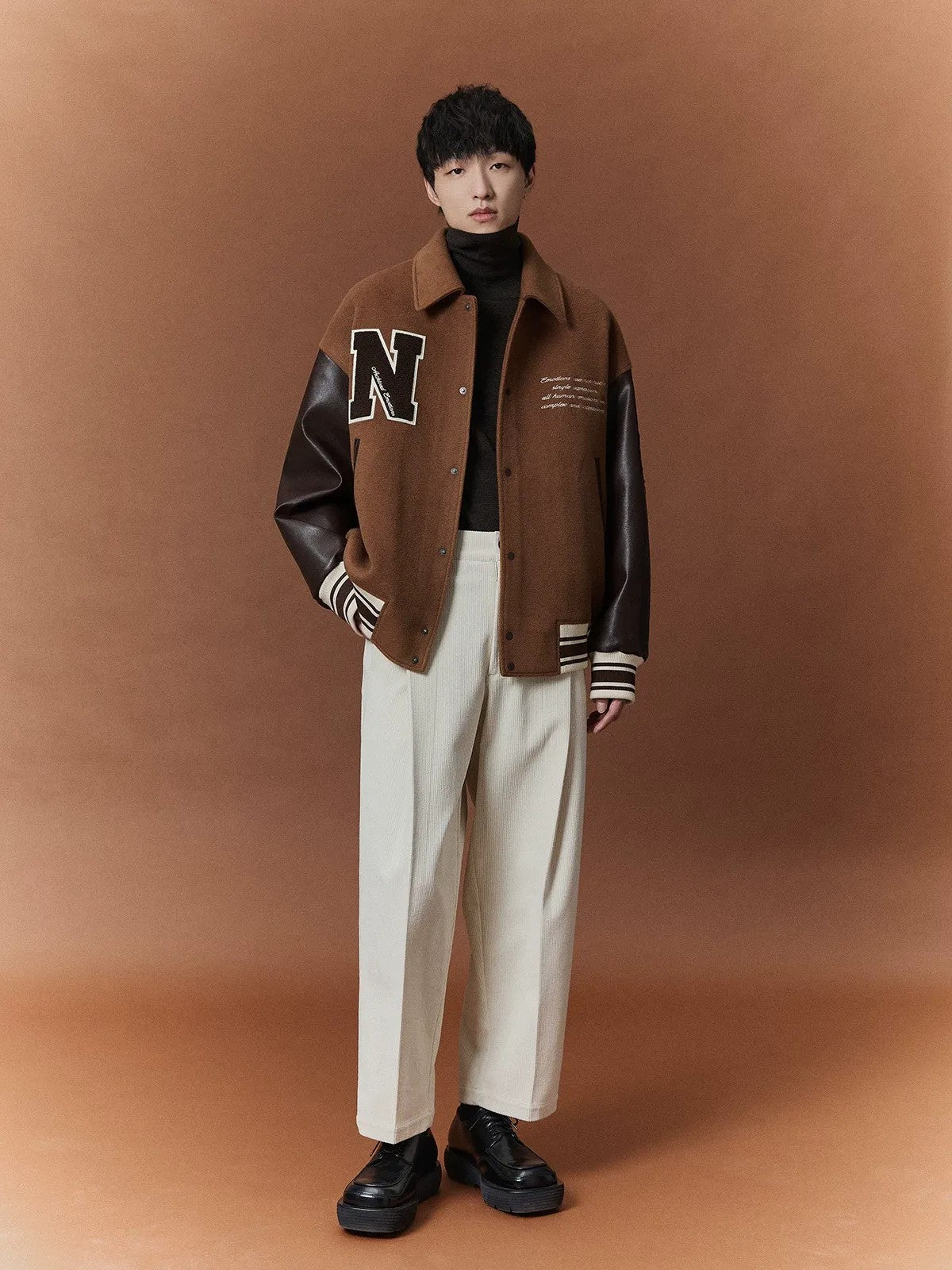 NANS Pleated Corduroy Cropped Trousers in White - On Model